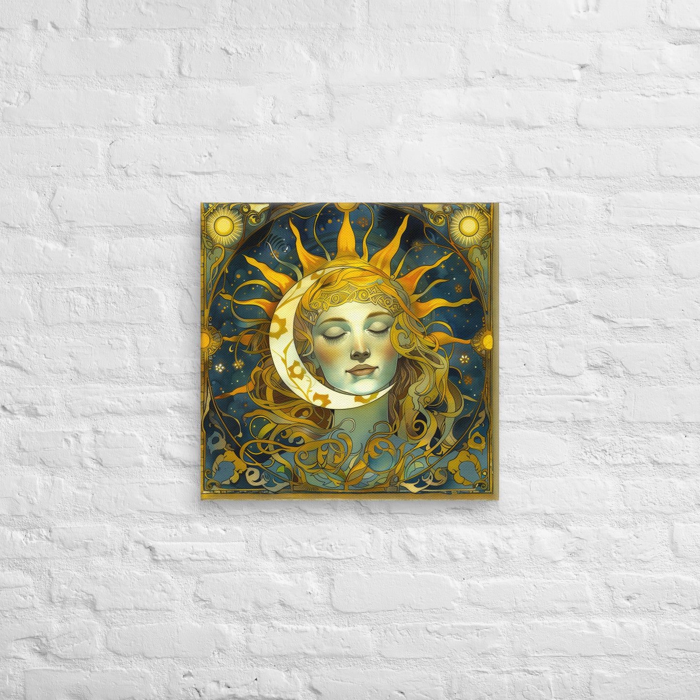 Cosmic Harmony: Sun and Moon Balance - Canvas Print