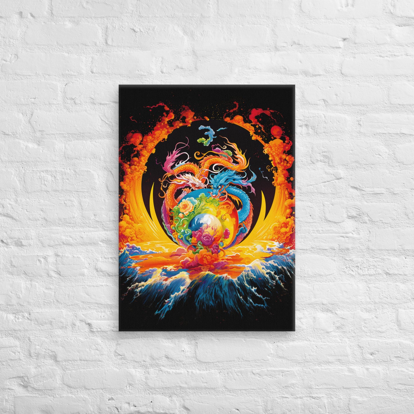 Eternal Harmony: Dual Dragon Canvas Print