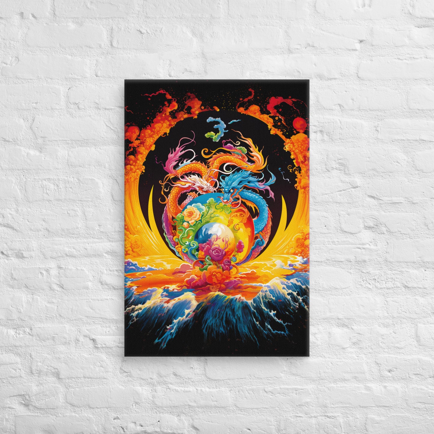 Eternal Harmony: Dual Dragon Canvas Print