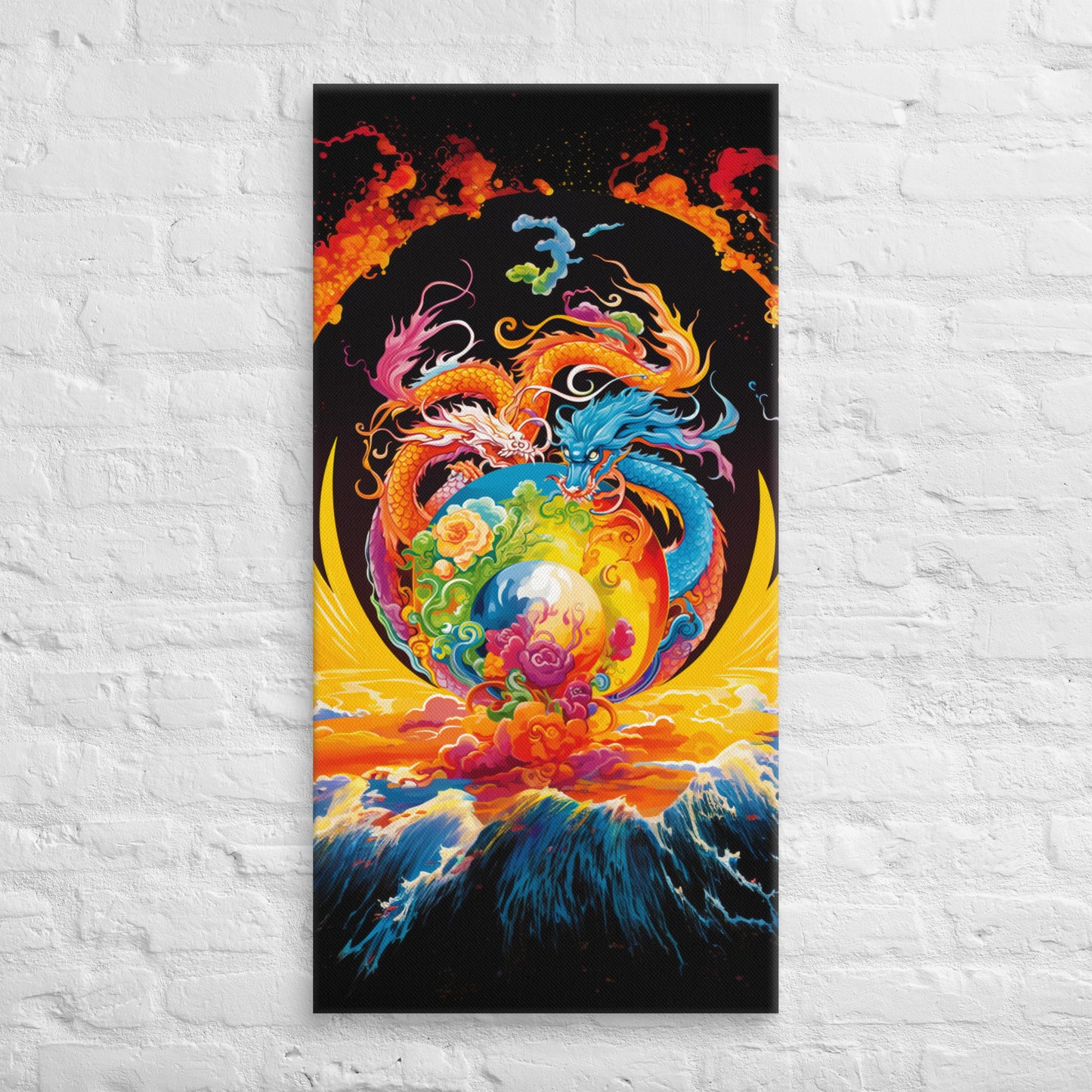 Eternal Harmony: Dual Dragon Canvas Print