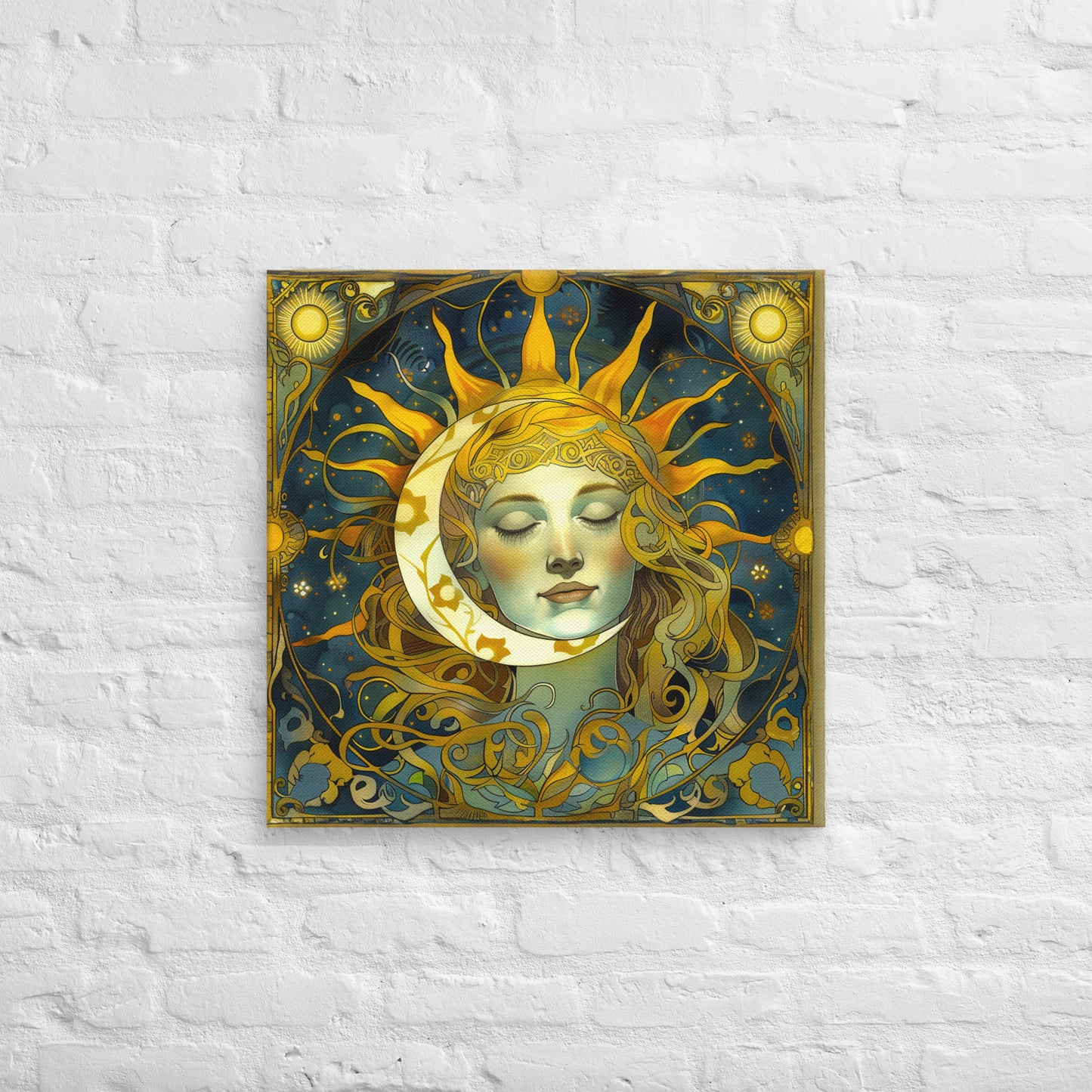 Cosmic Harmony: Sun and Moon Balance - Canvas Print