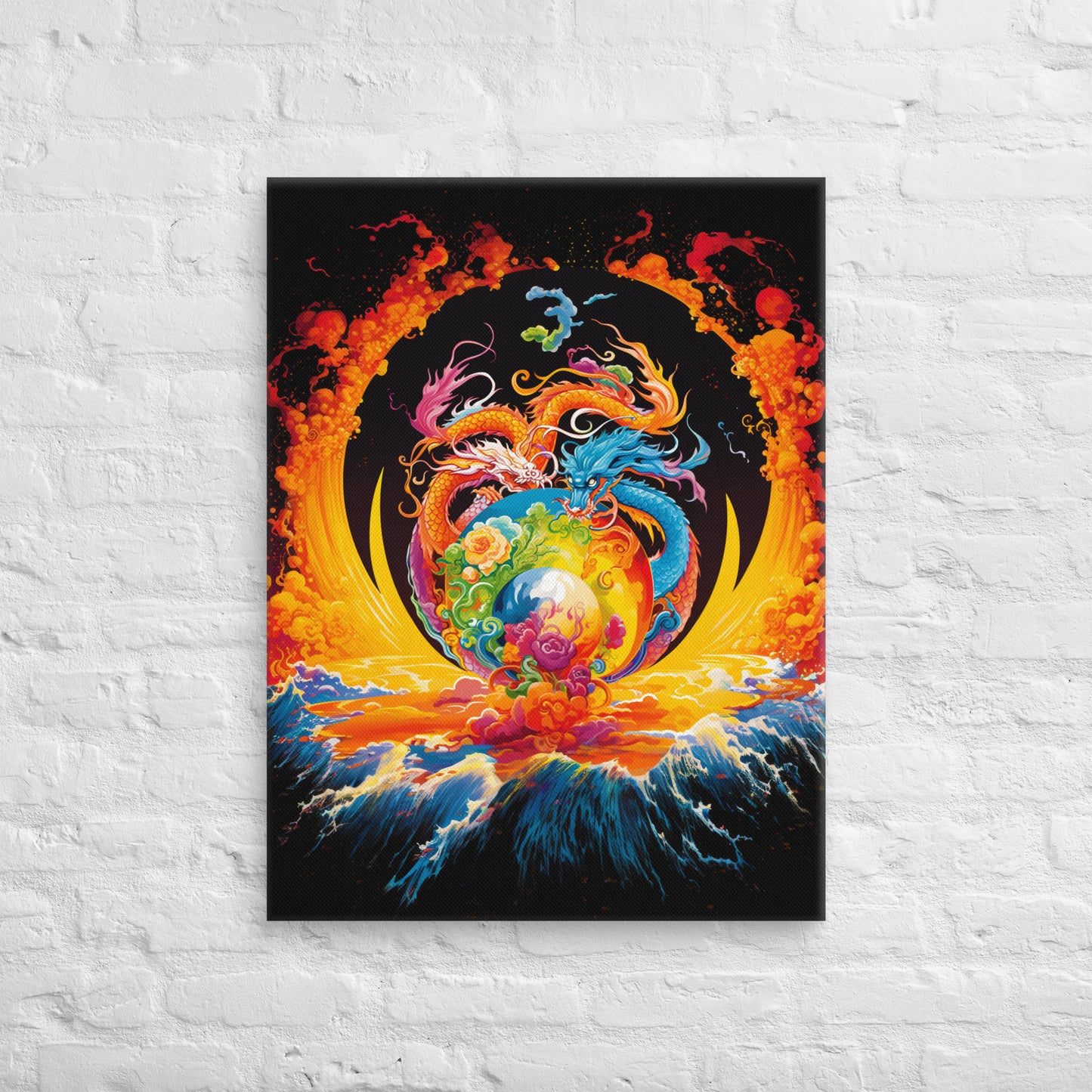 Eternal Harmony: Dual Dragon Canvas Print