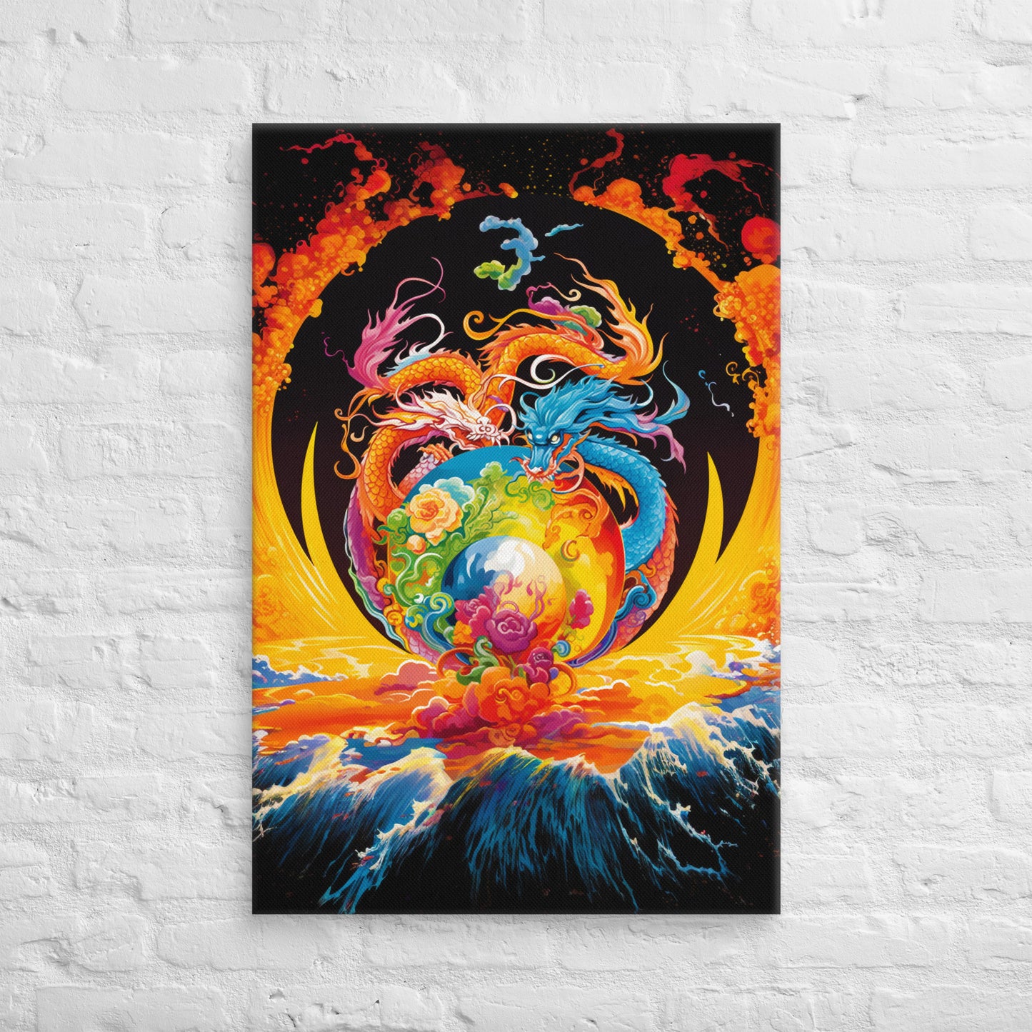 Eternal Harmony: Dual Dragon Canvas Print