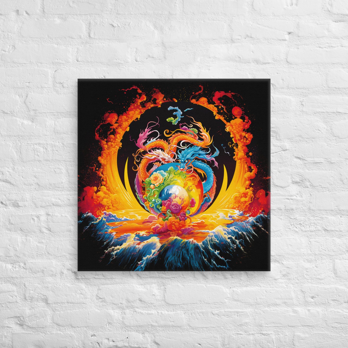 Eternal Harmony: Dual Dragon Canvas Print