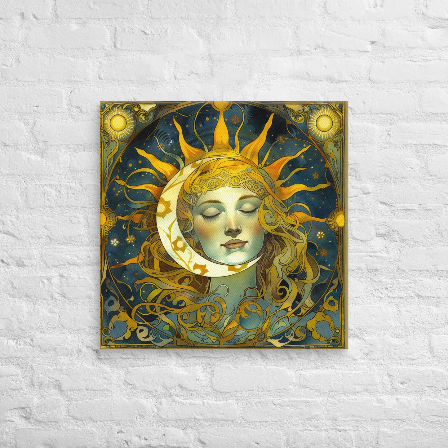 Cosmic Harmony: Sun and Moon Balance - Canvas Print