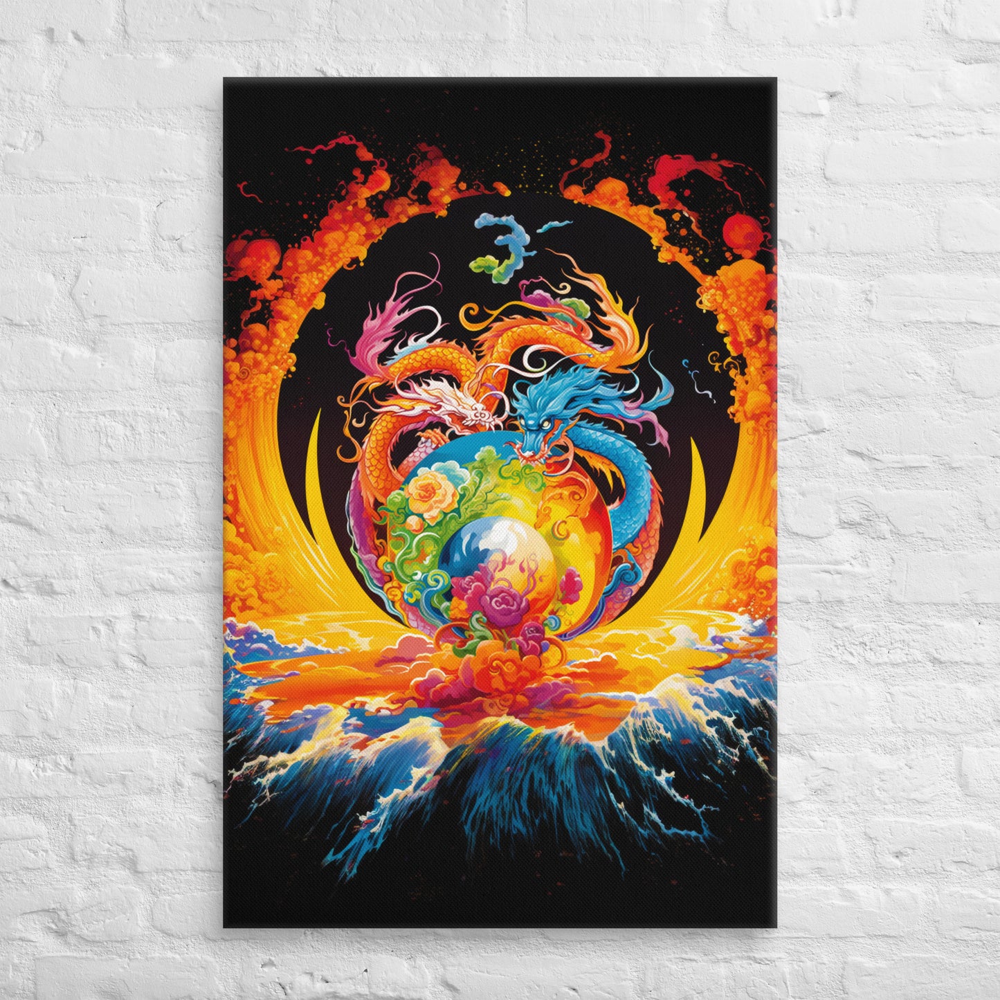 Eternal Harmony: Dual Dragon Canvas Print