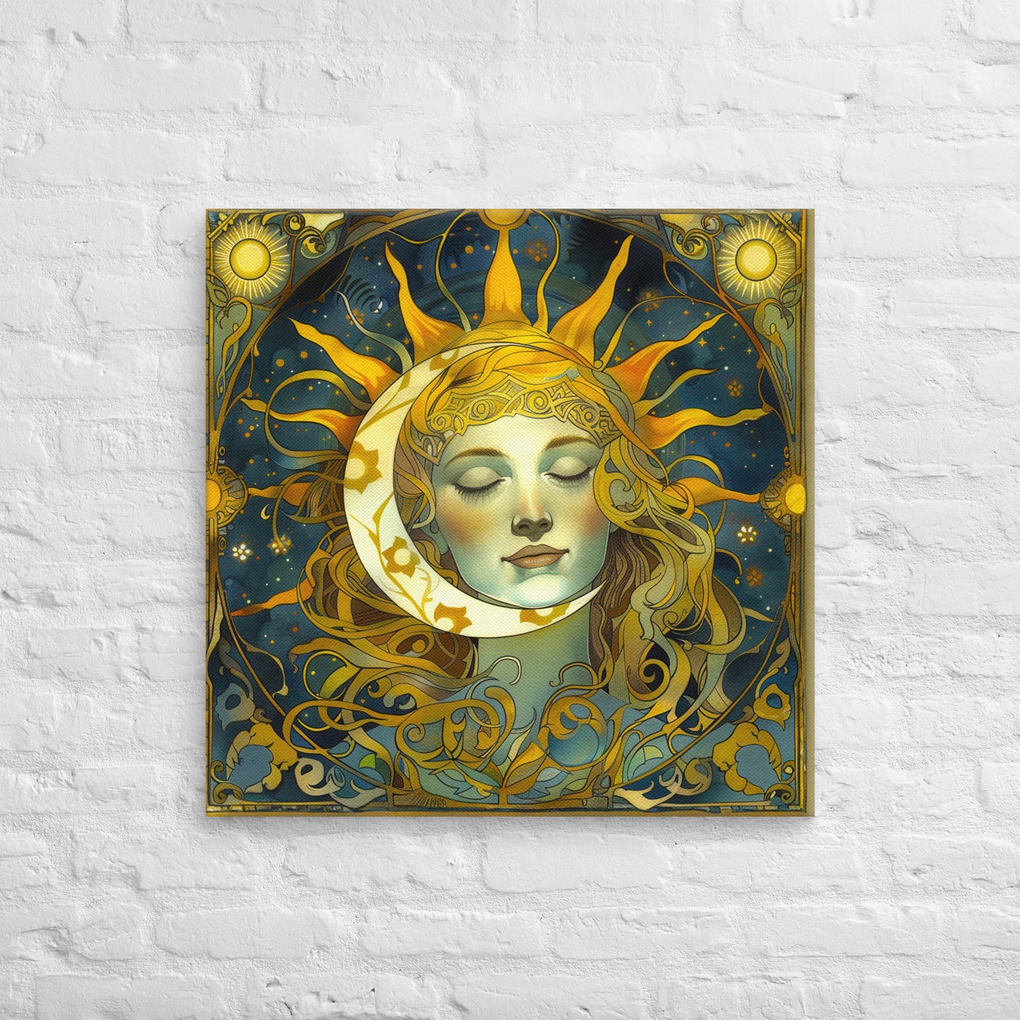 Cosmic Harmony: Sun and Moon Balance - Canvas Print