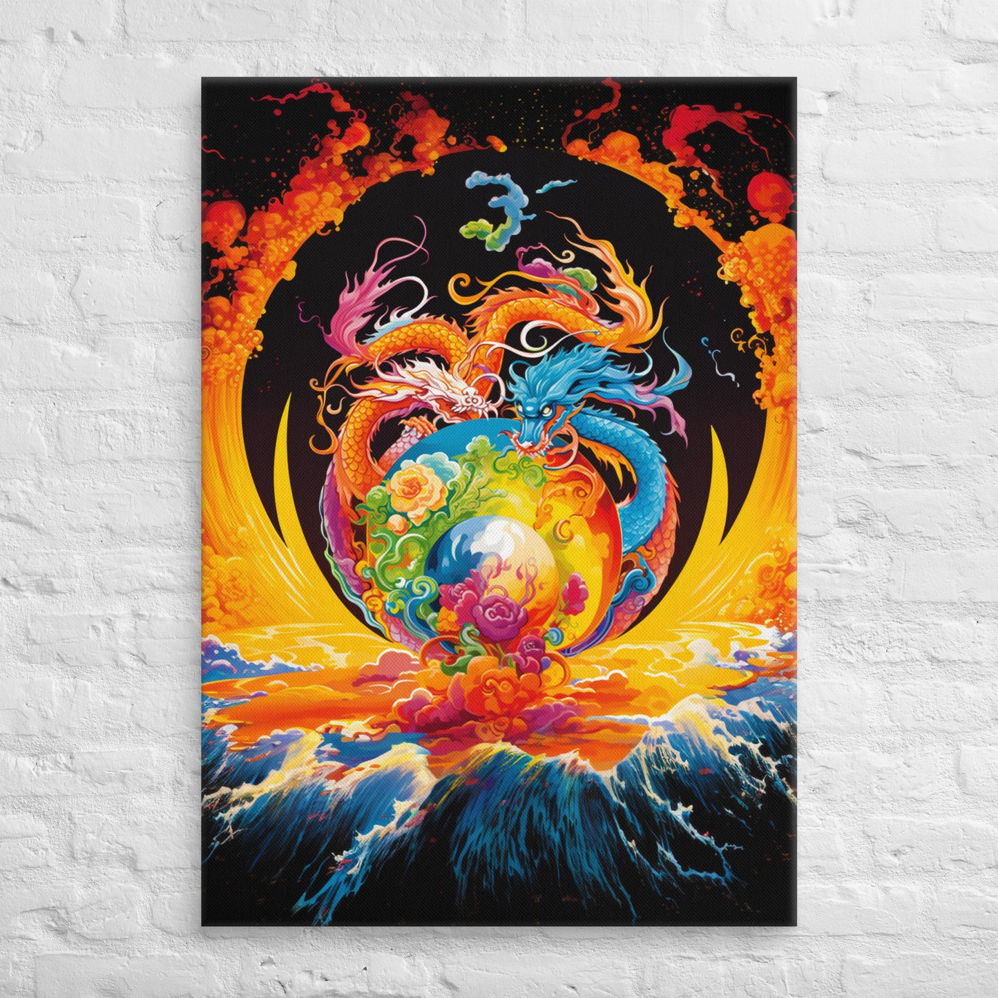 Eternal Harmony: Dual Dragon Canvas Print