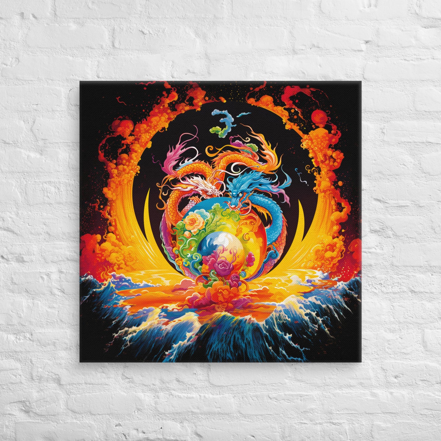 Eternal Harmony: Dual Dragon Canvas Print