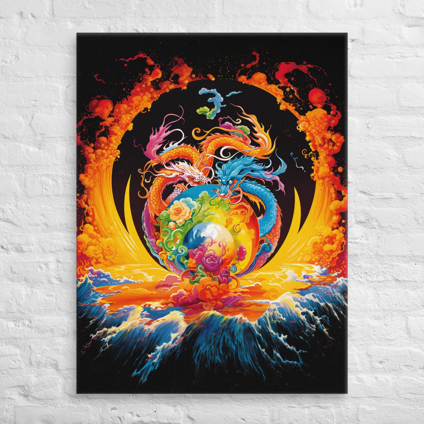 Eternal Harmony: Dual Dragon Canvas Print