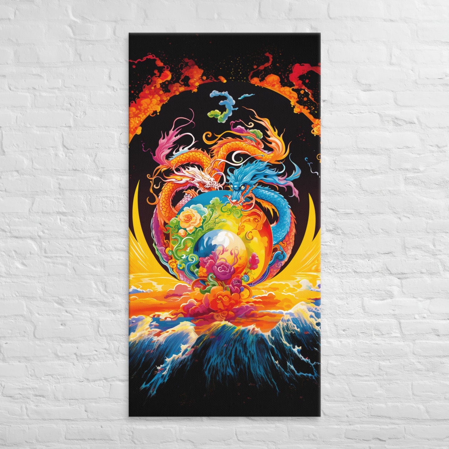 Eternal Harmony: Dual Dragon Canvas Print