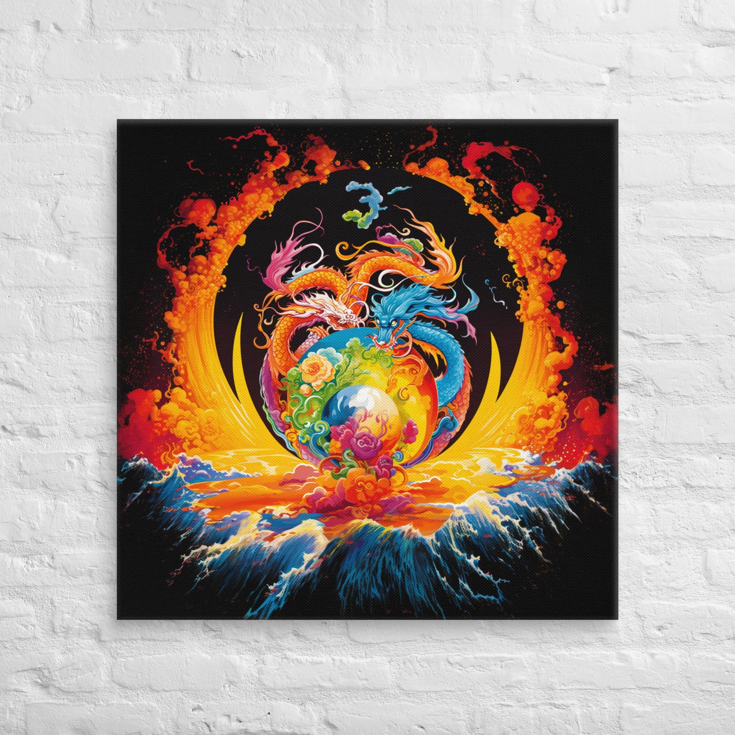 Eternal Harmony: Dual Dragon Canvas Print