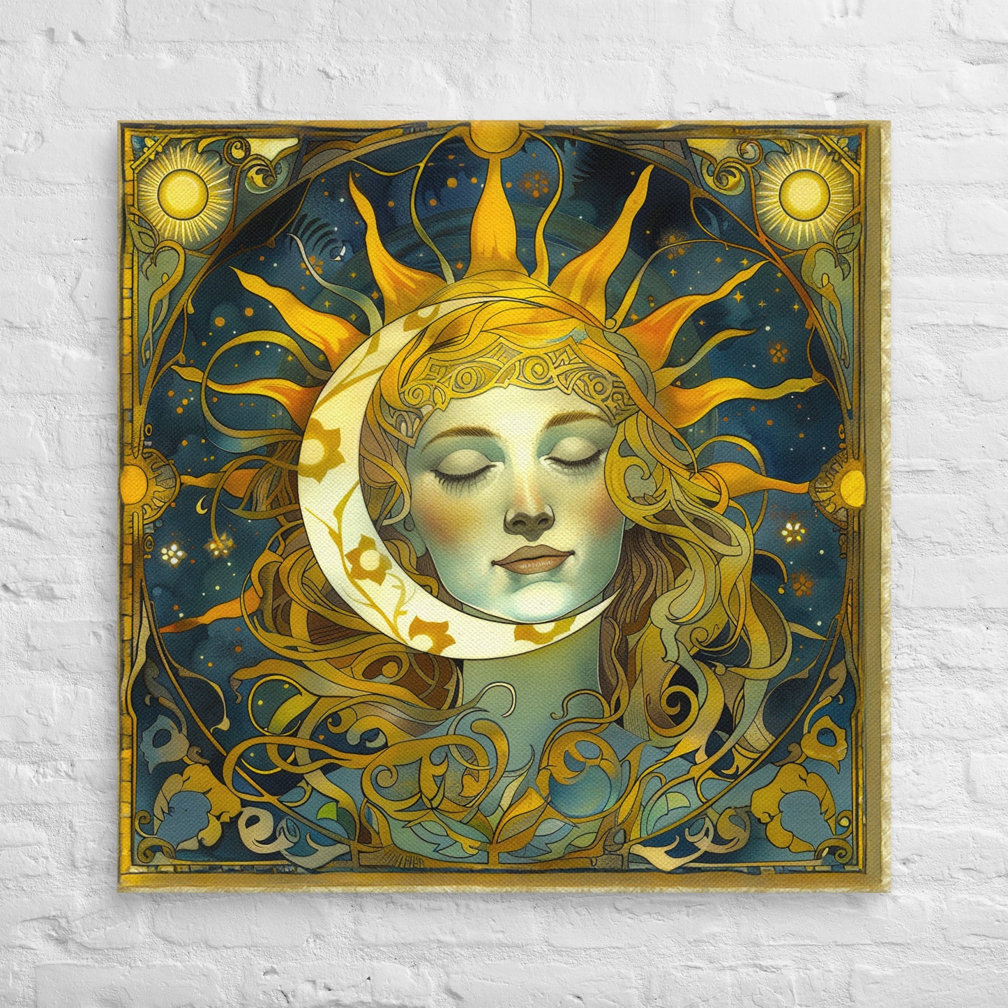 Cosmic Harmony: Sun and Moon Balance - Canvas Print