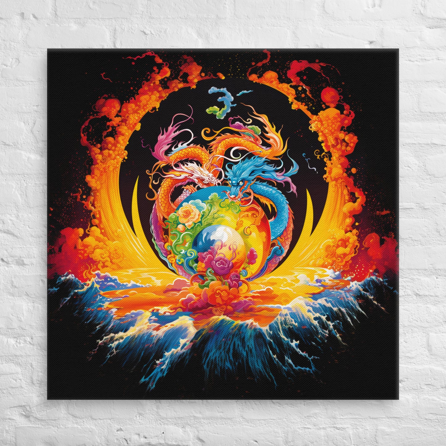 Eternal Harmony: Dual Dragon Canvas Print