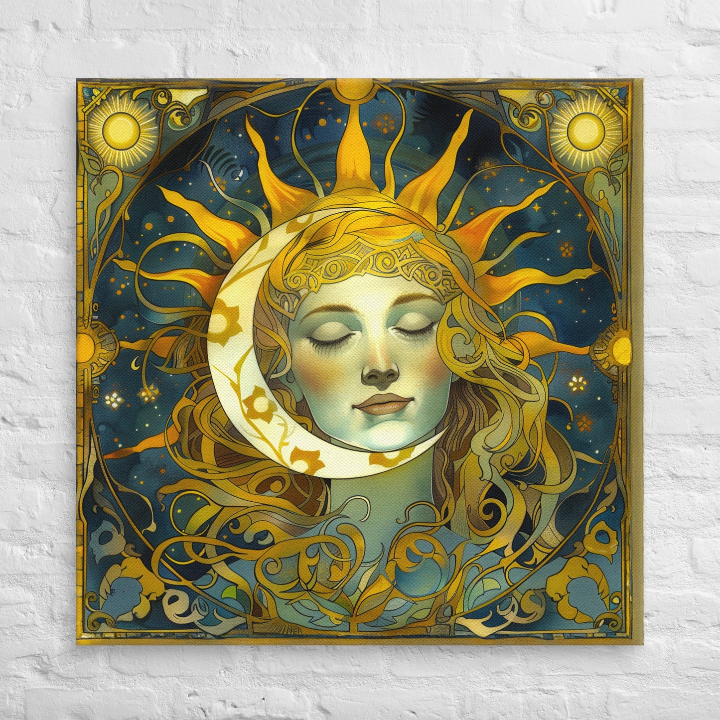 Cosmic Harmony: Sun and Moon Balance - Canvas Print