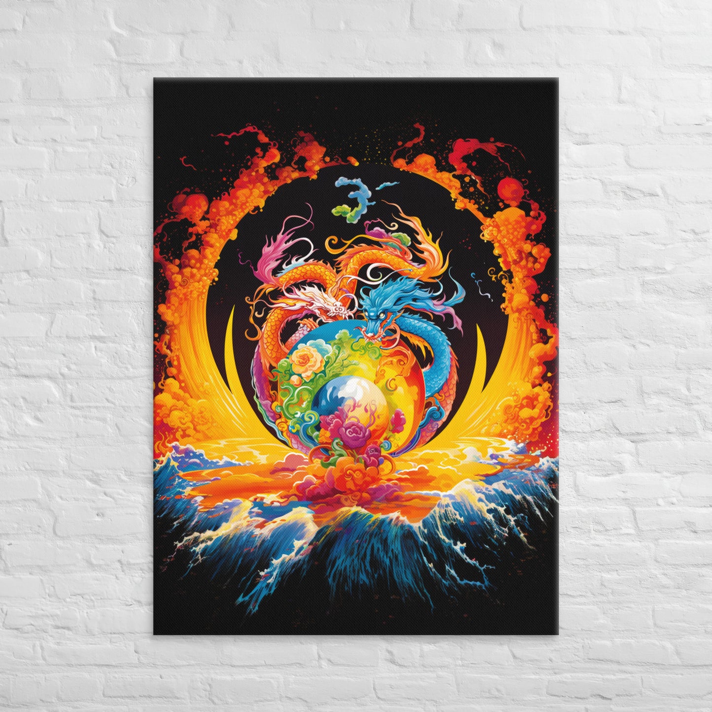 Eternal Harmony: Dual Dragon Canvas Print