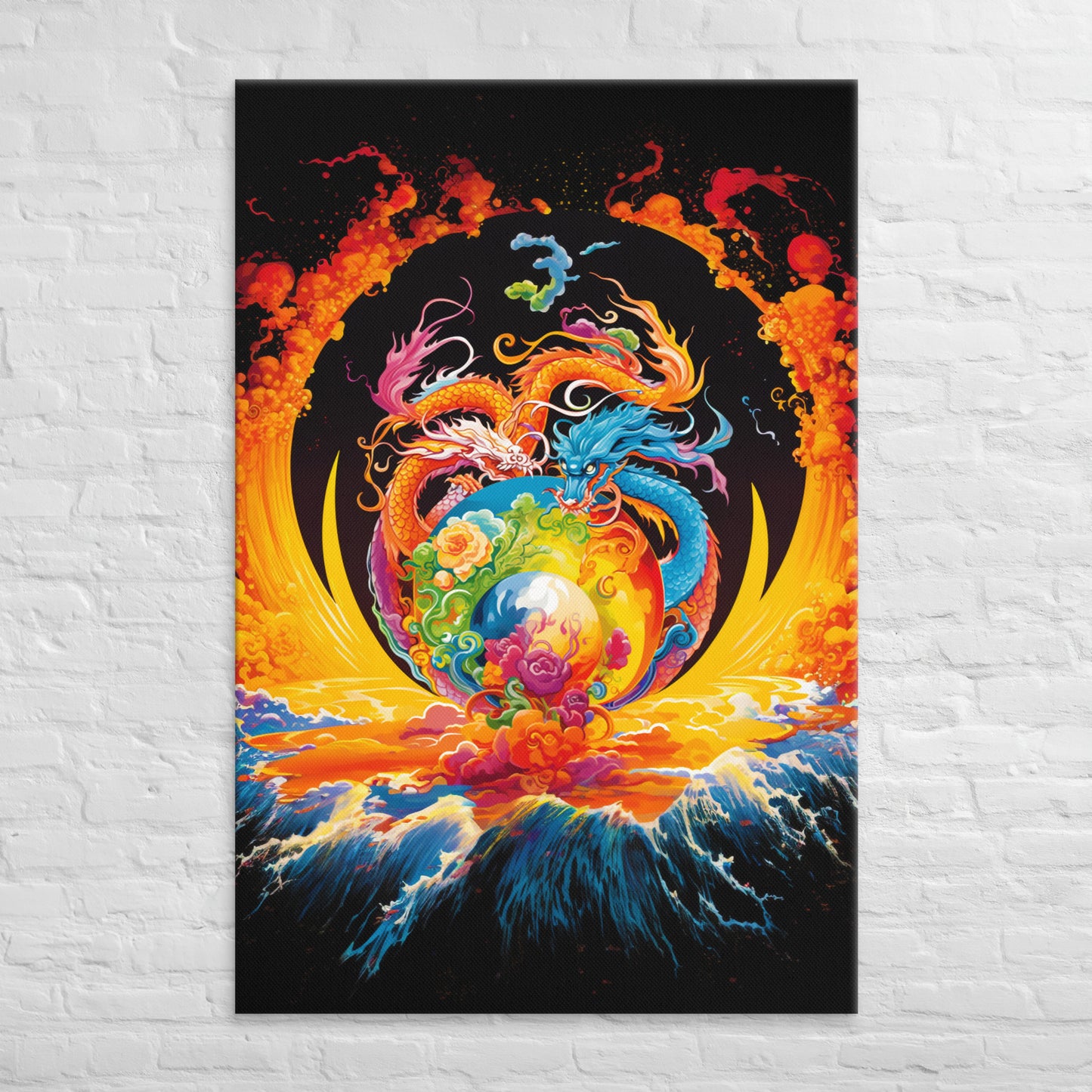 Eternal Harmony: Dual Dragon Canvas Print