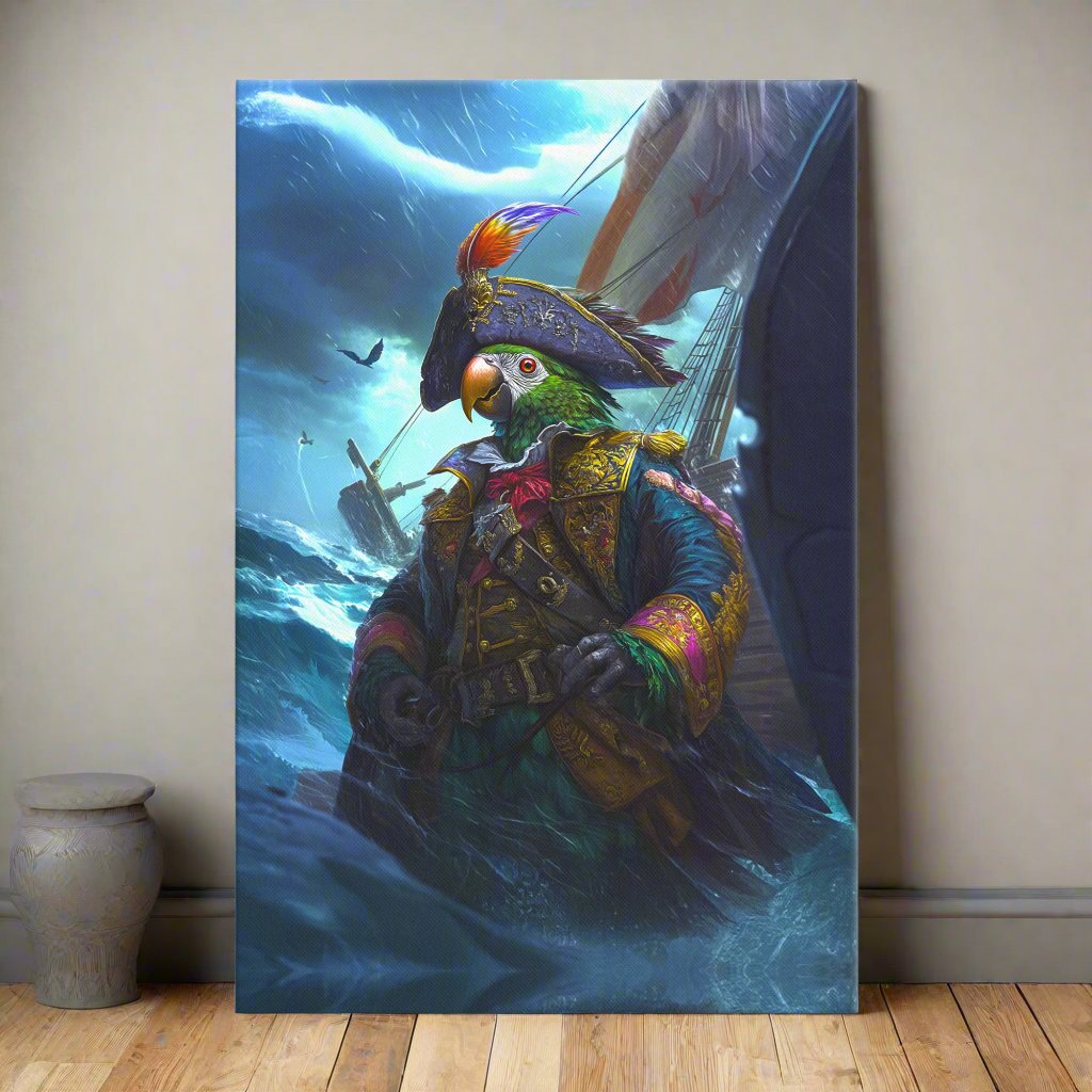 Captain Plume the Pirate Parrot - Canvas Print