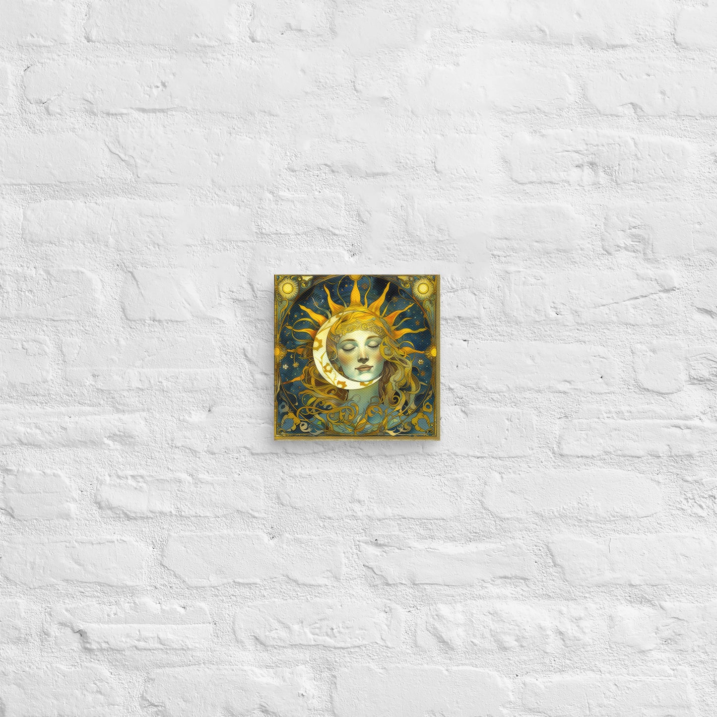 Cosmic Harmony: Sun and Moon Balance - Canvas Print