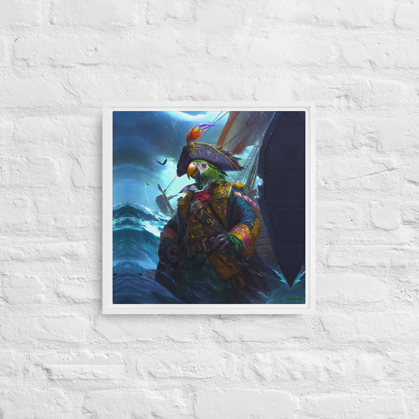 Captain Plume the Pirate Parrot - Framed Canvas Print - BBairt