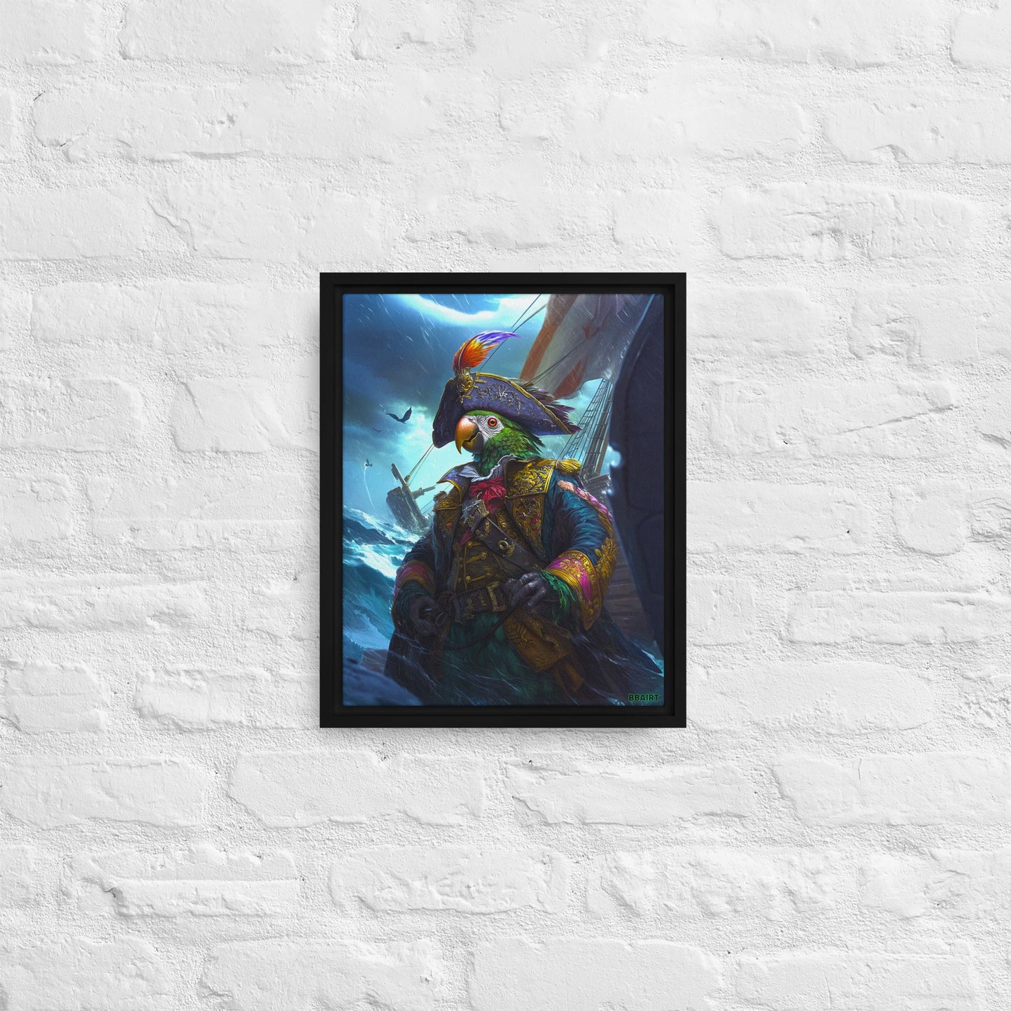 Captain Plume the Pirate Parrot - Framed Canvas Print - BBairt