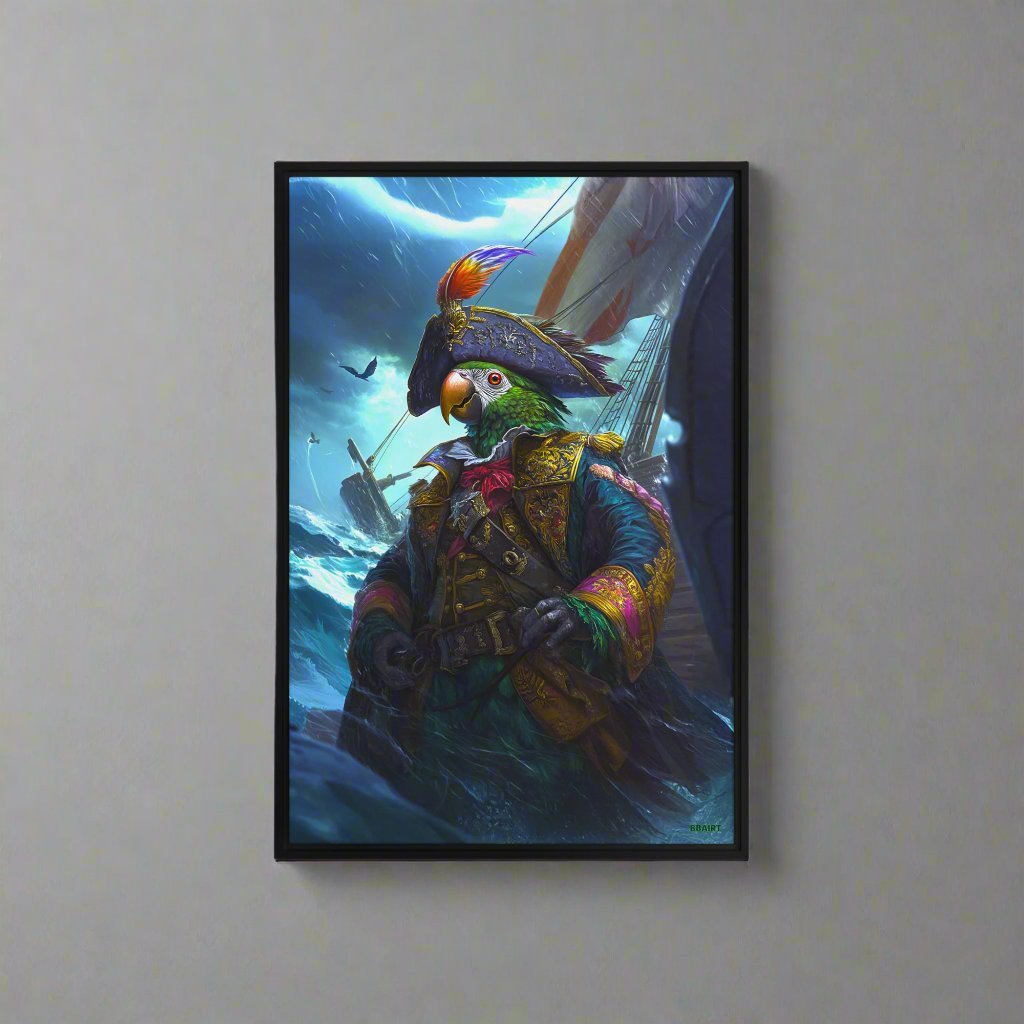 Captain Plume the Pirate Parrot - Framed Canvas Print - BBairt