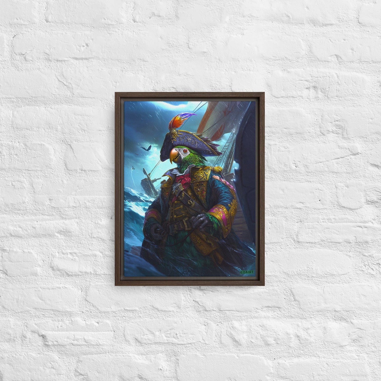 Captain Plume the Pirate Parrot - Framed Canvas Print - BBairt