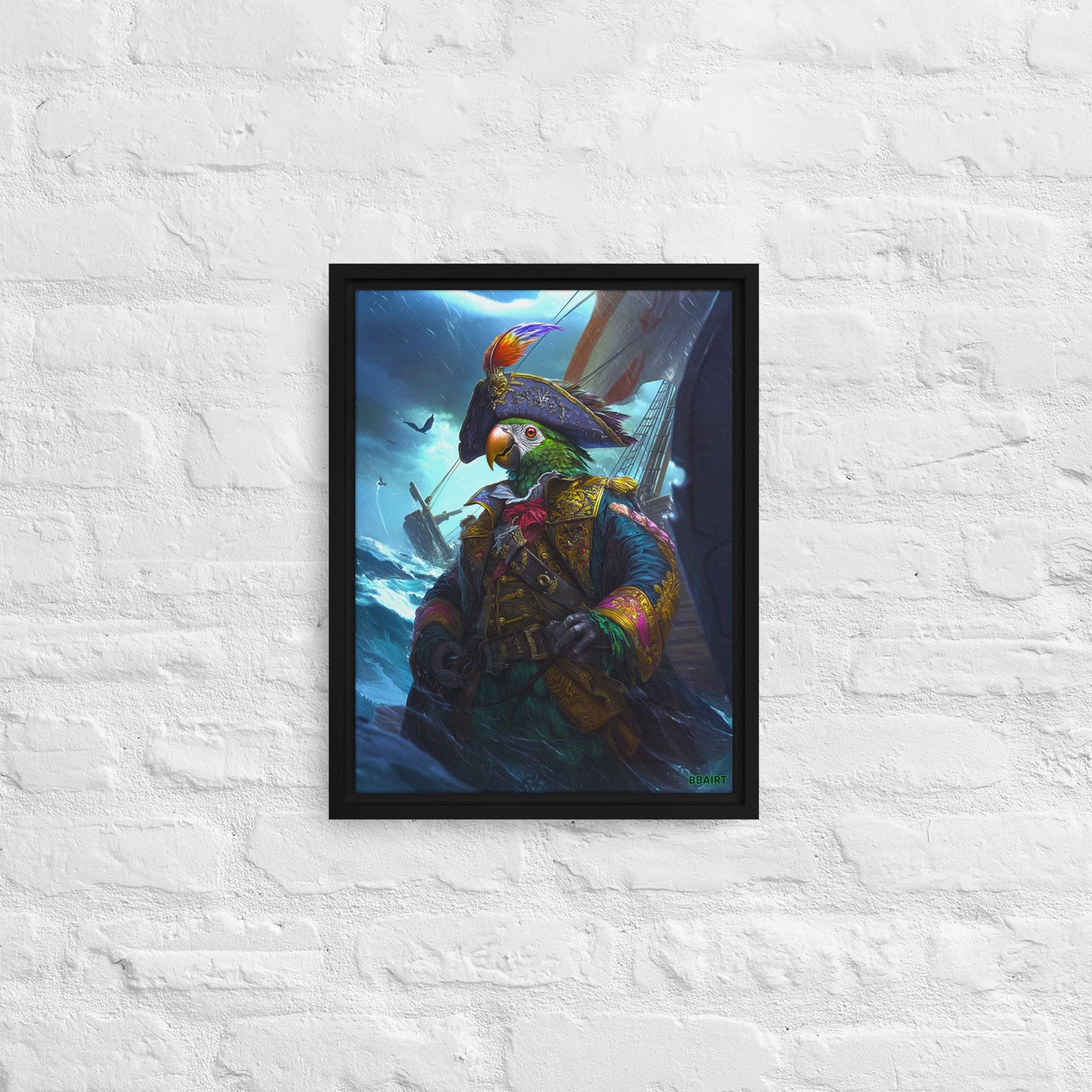 Captain Plume the Pirate Parrot - Framed Canvas Print - BBairt