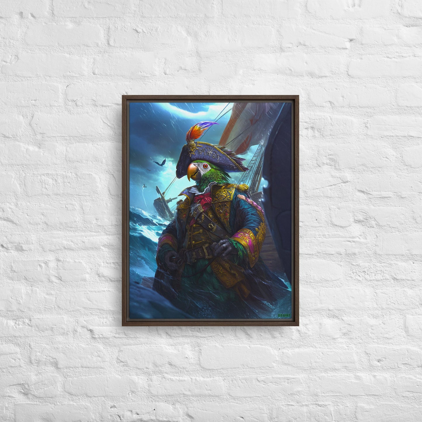 Captain Plume the Pirate Parrot - Framed Canvas Print - BBairt