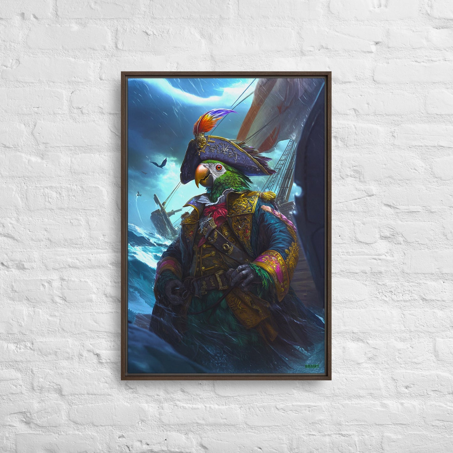 Captain Plume the Pirate Parrot - Framed Canvas Print - BBairt