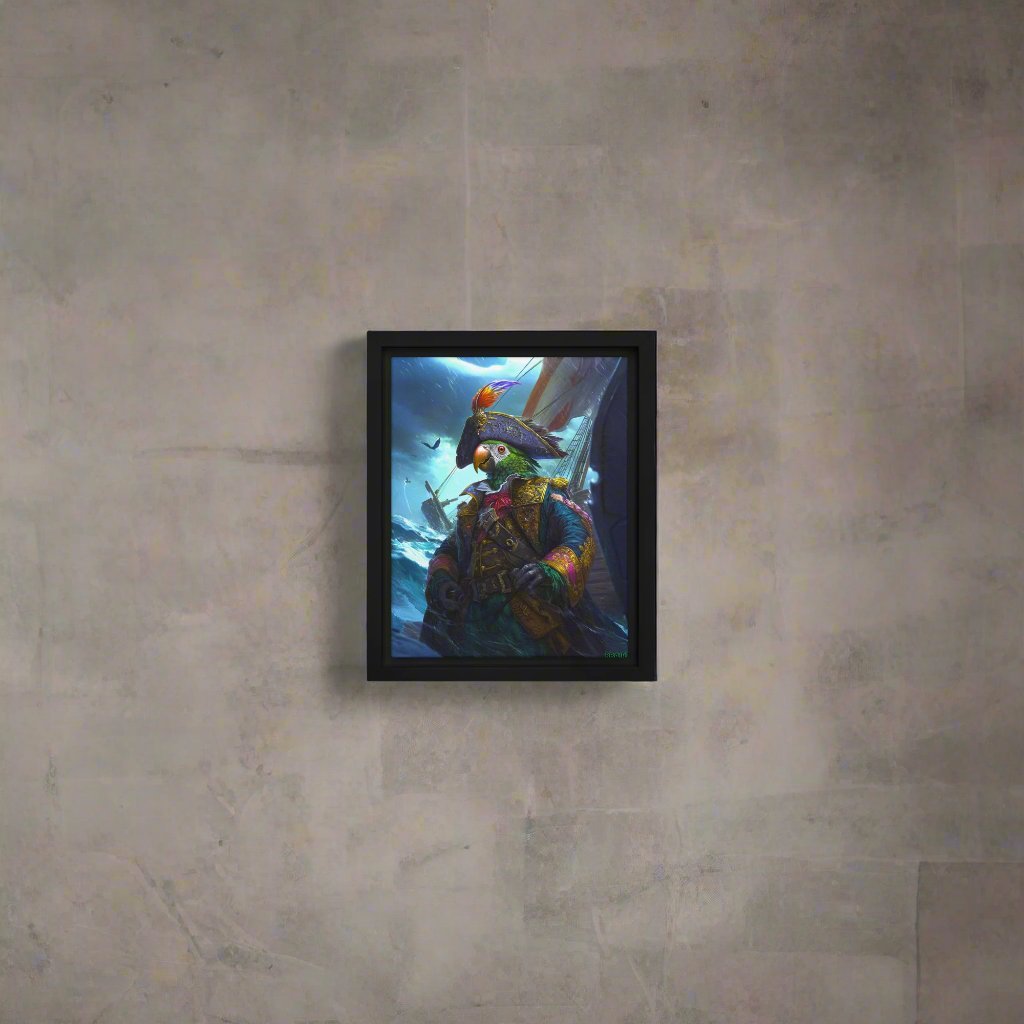 Captain Plume the Pirate Parrot - Framed Canvas Print - BBairt