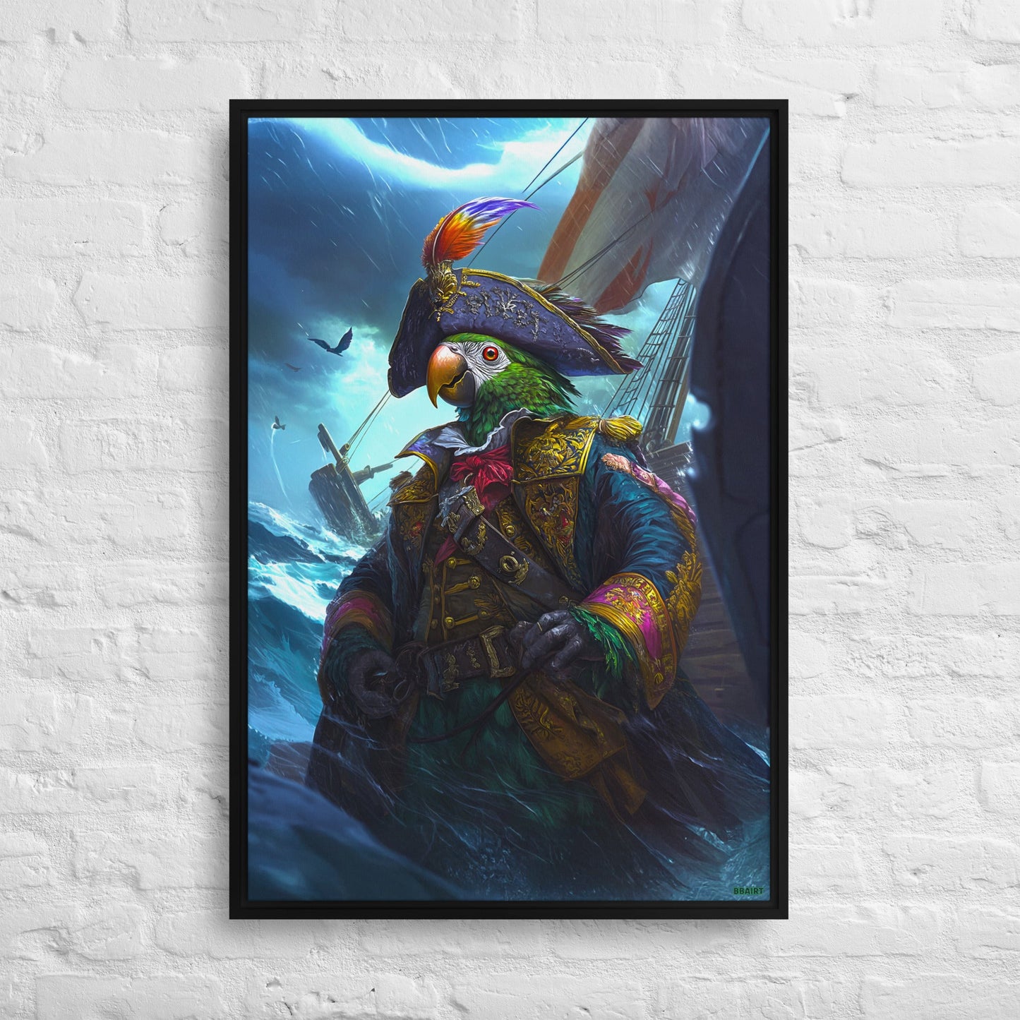 Captain Plume the Pirate Parrot - Framed Canvas Print - BBairt