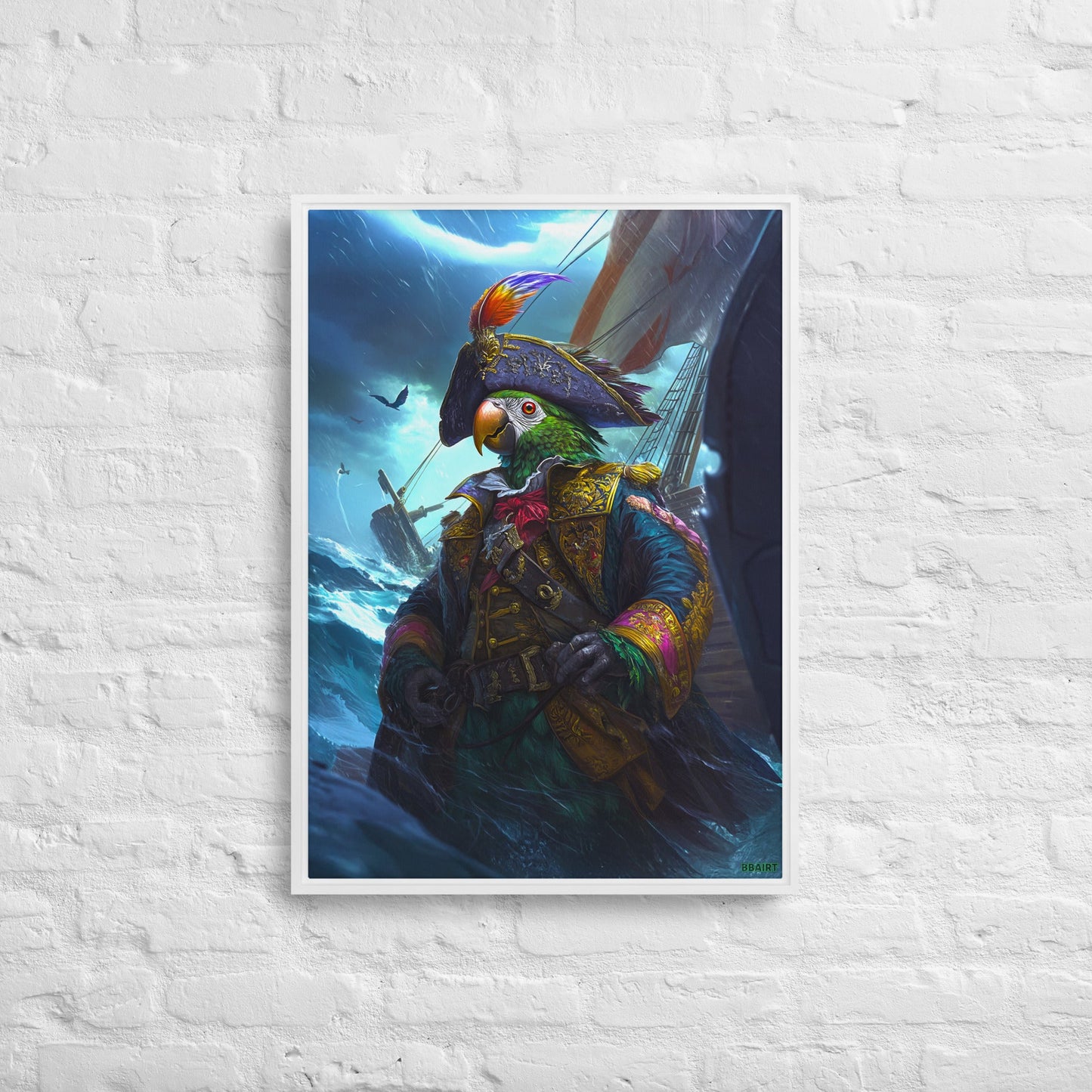 Captain Plume the Pirate Parrot - Framed Canvas Print - BBairt