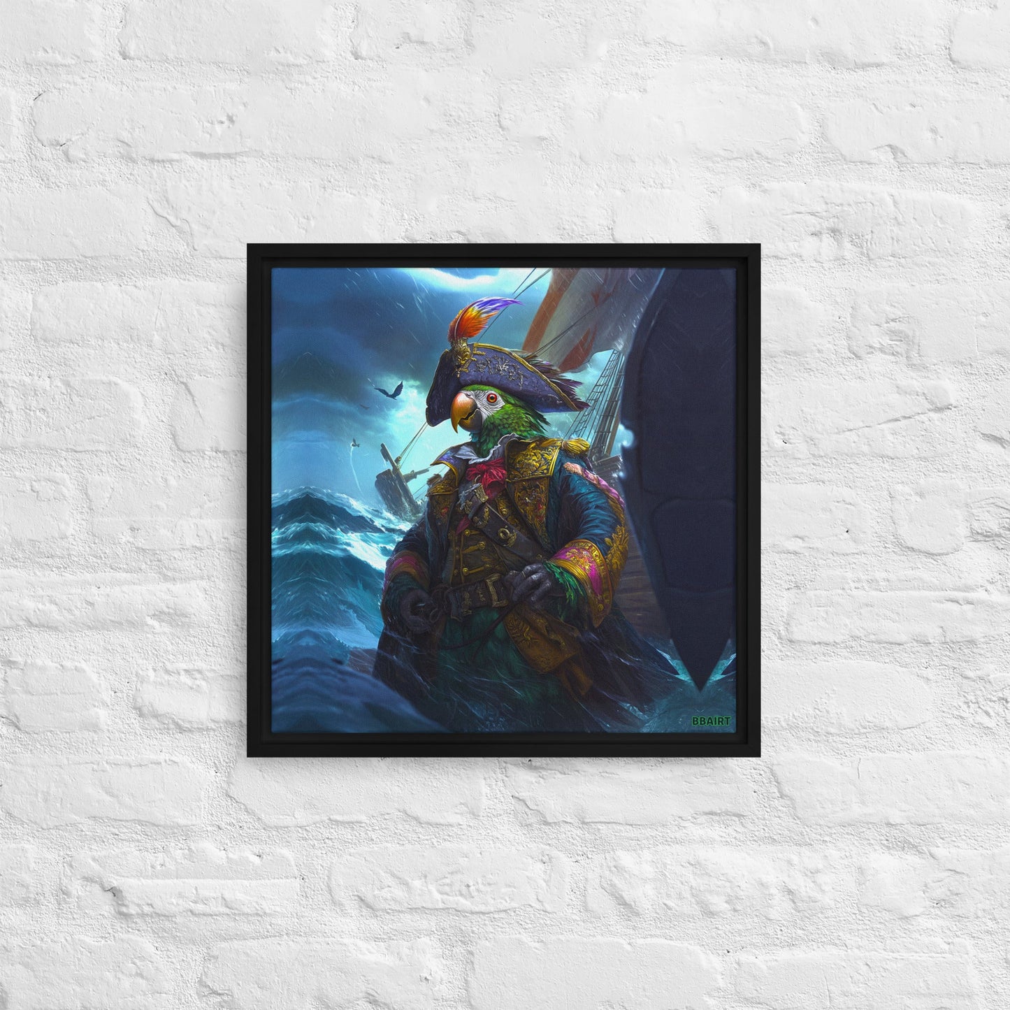 Captain Plume the Pirate Parrot - Framed Canvas Print - BBairt