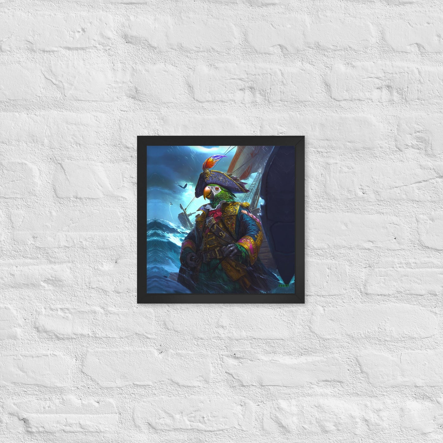 Captain Plume the Pirate Parrot - Framed Matte Poster - BBairt