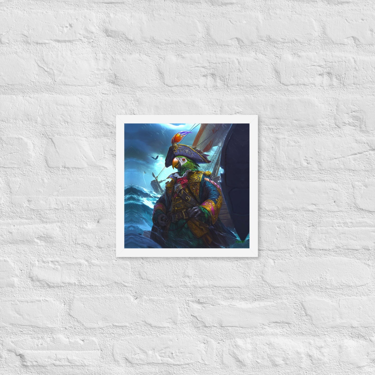 Captain Plume the Pirate Parrot - Framed Matte Poster - BBairt
