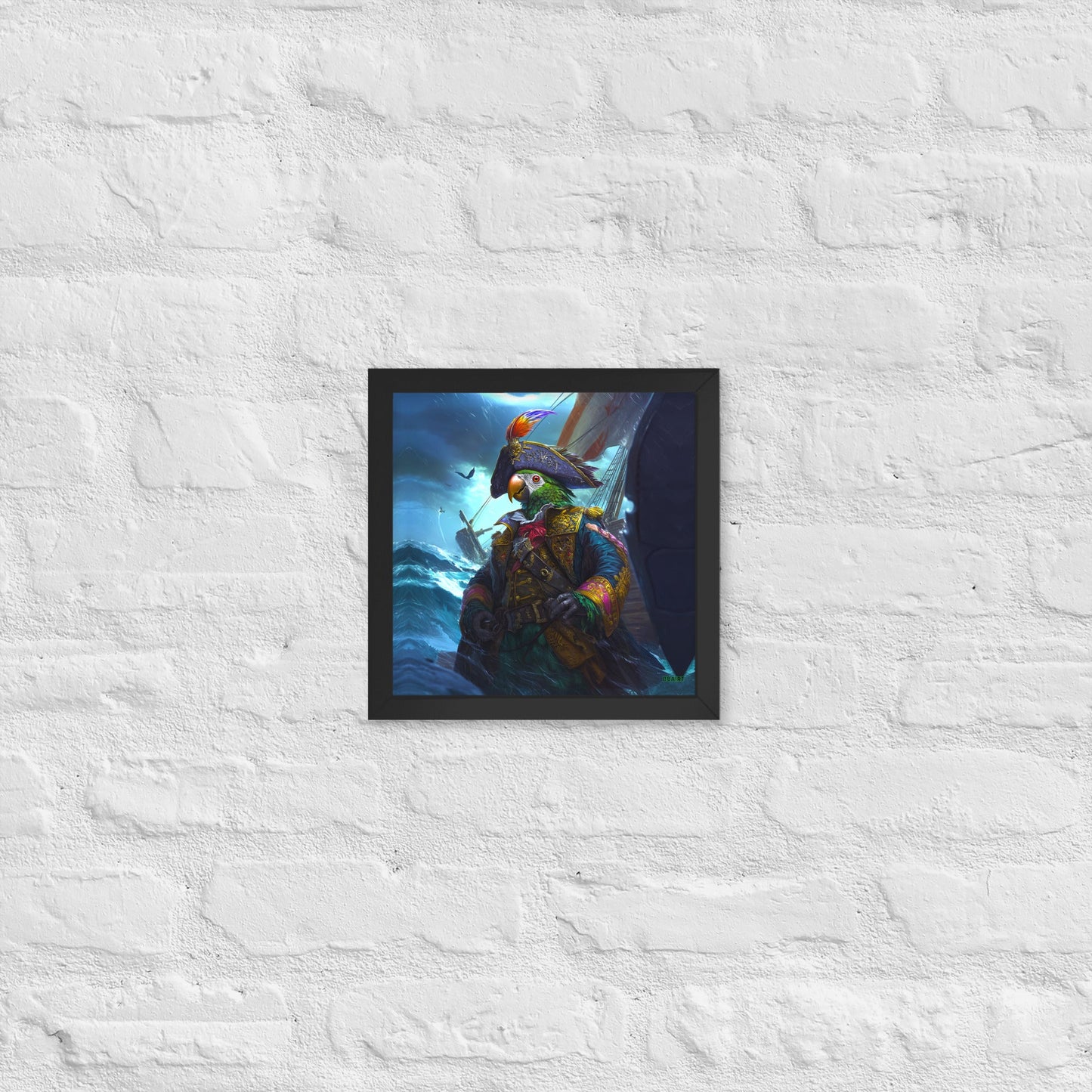 Captain Plume the Pirate Parrot - Framed Matte Poster - BBairt