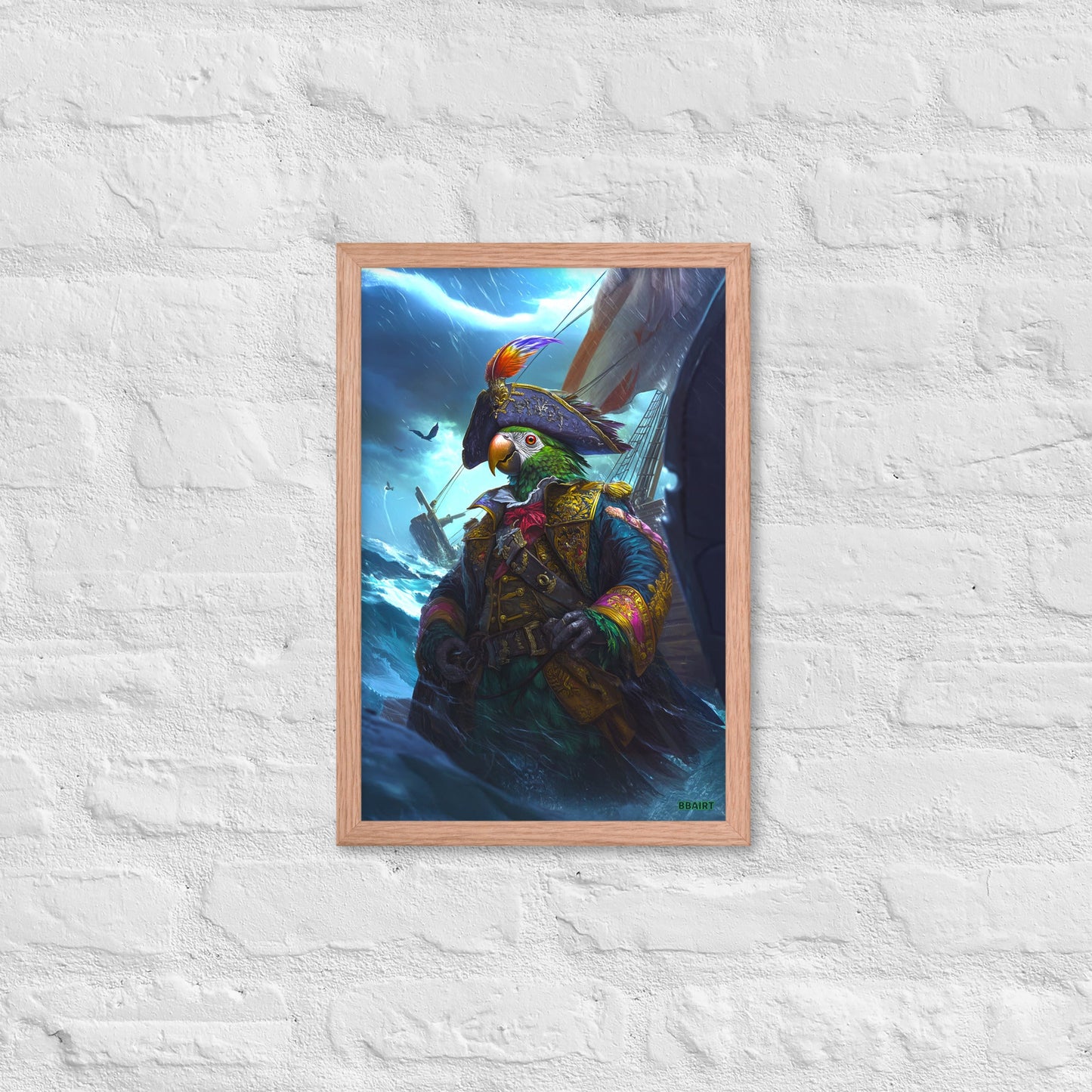 Captain Plume the Pirate Parrot - Framed Photo Paper Poster - BBairt