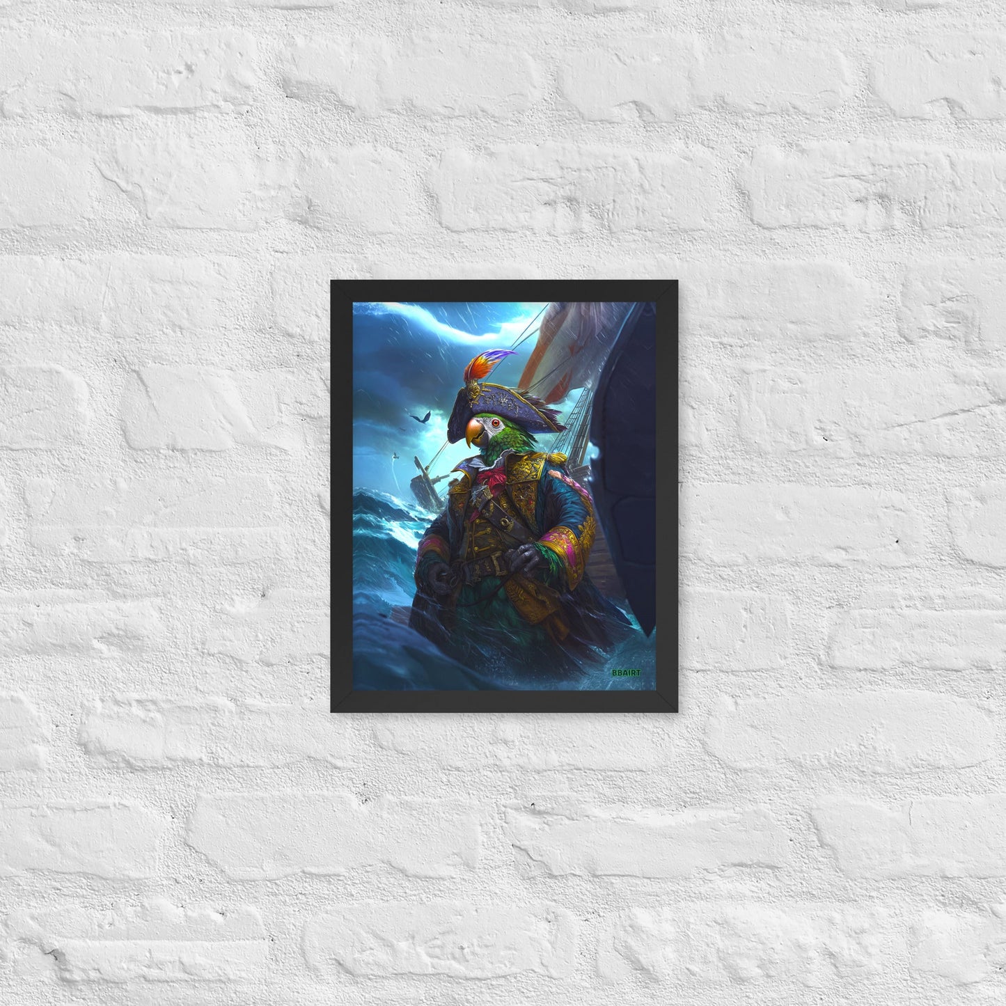Captain Plume the Pirate Parrot - Framed Photo Paper Poster - BBairt