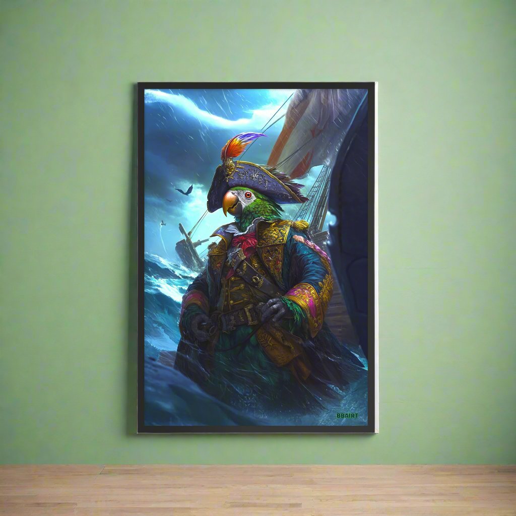 Captain Plume the Pirate Parrot - Framed Photo Paper Poster - BBairt