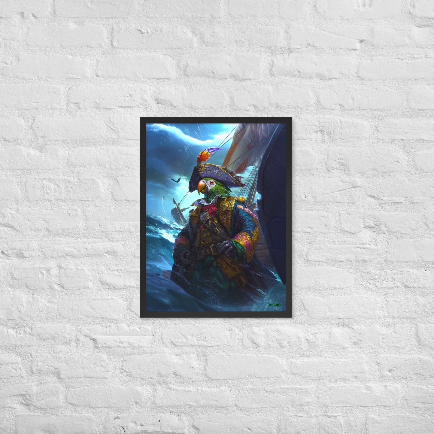 Captain Plume the Pirate Parrot - Framed Photo Paper Poster - BBairt