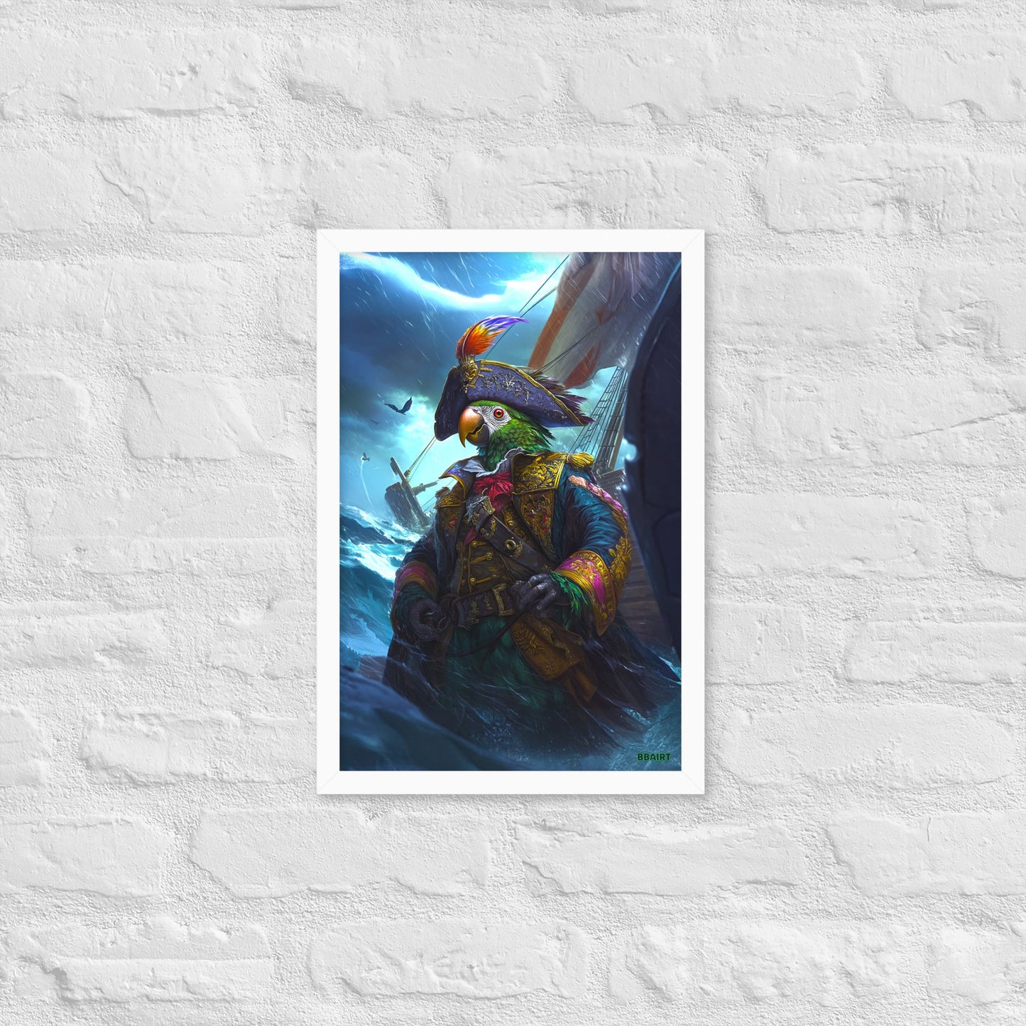 Captain Plume the Pirate Parrot - Framed Photo Paper Poster - BBairt