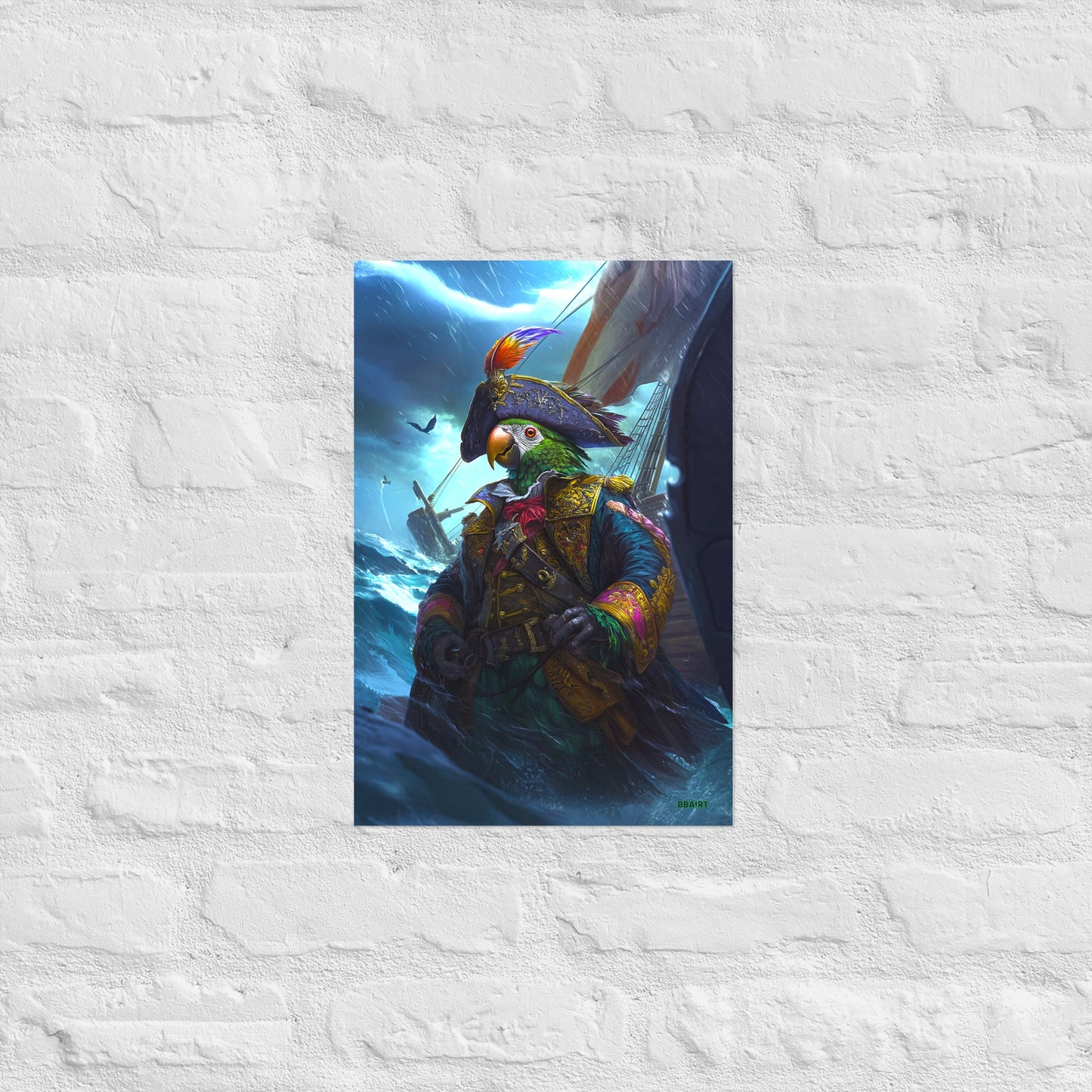 Captain Plume the Pirate Parrot - Photo Paper Poster - BBairt