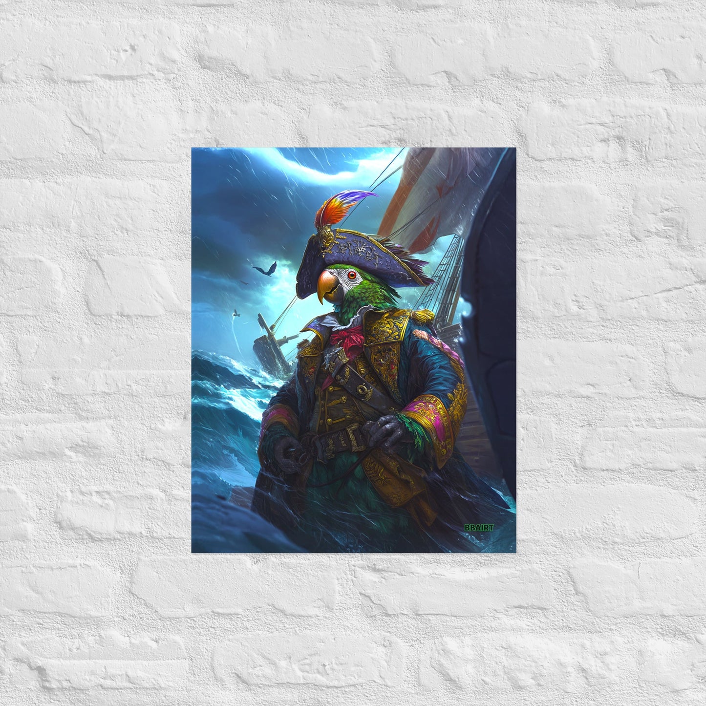 Captain Plume the Pirate Parrot - Photo Paper Poster - BBairt