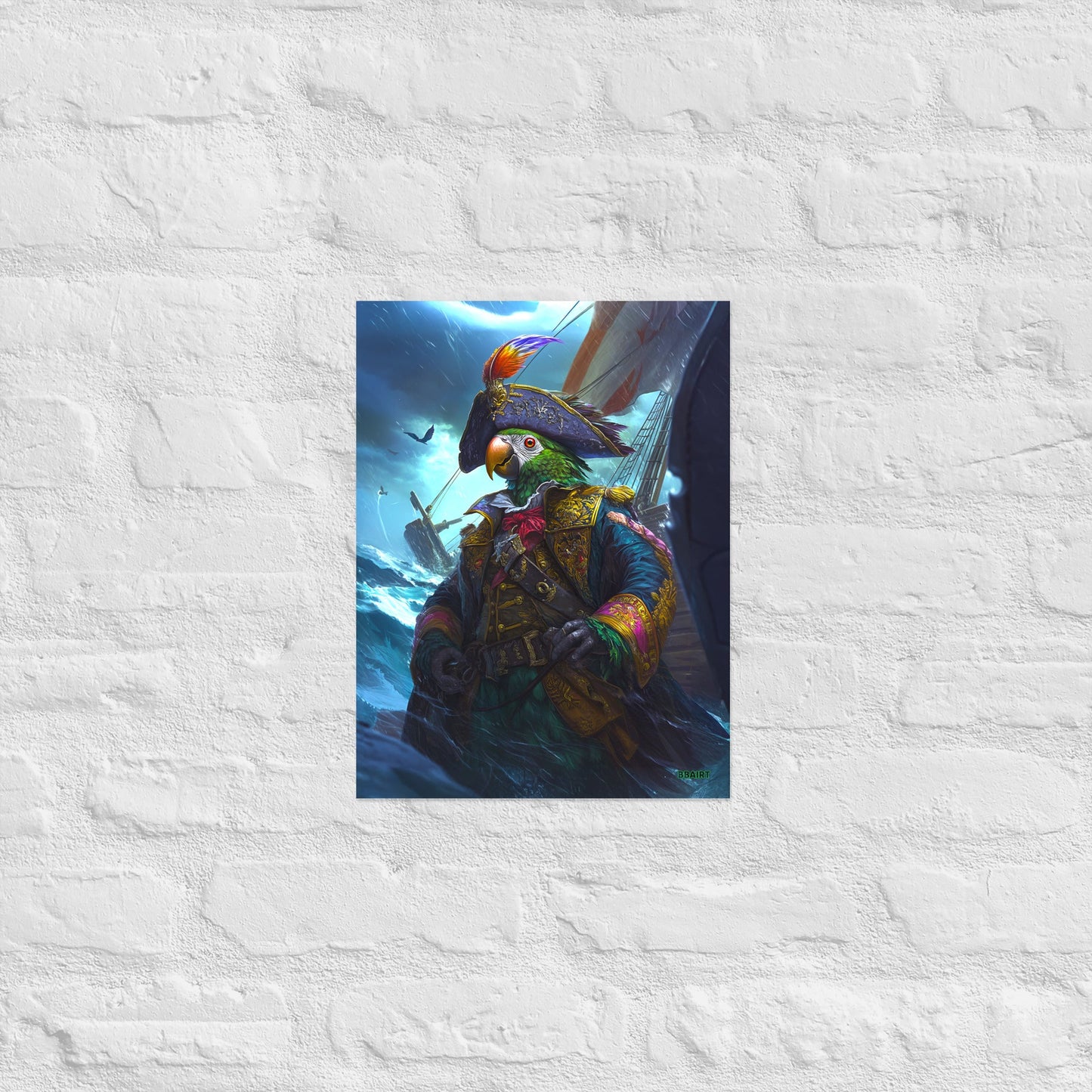 Captain Plume the Pirate Parrot - Photo Paper Poster - BBairt