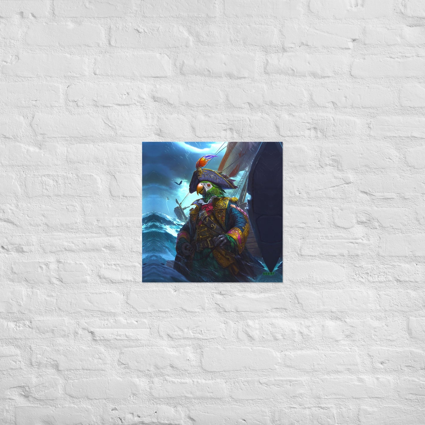 Captain Plume the Pirate Parrot - Photo Paper Poster - BBairt