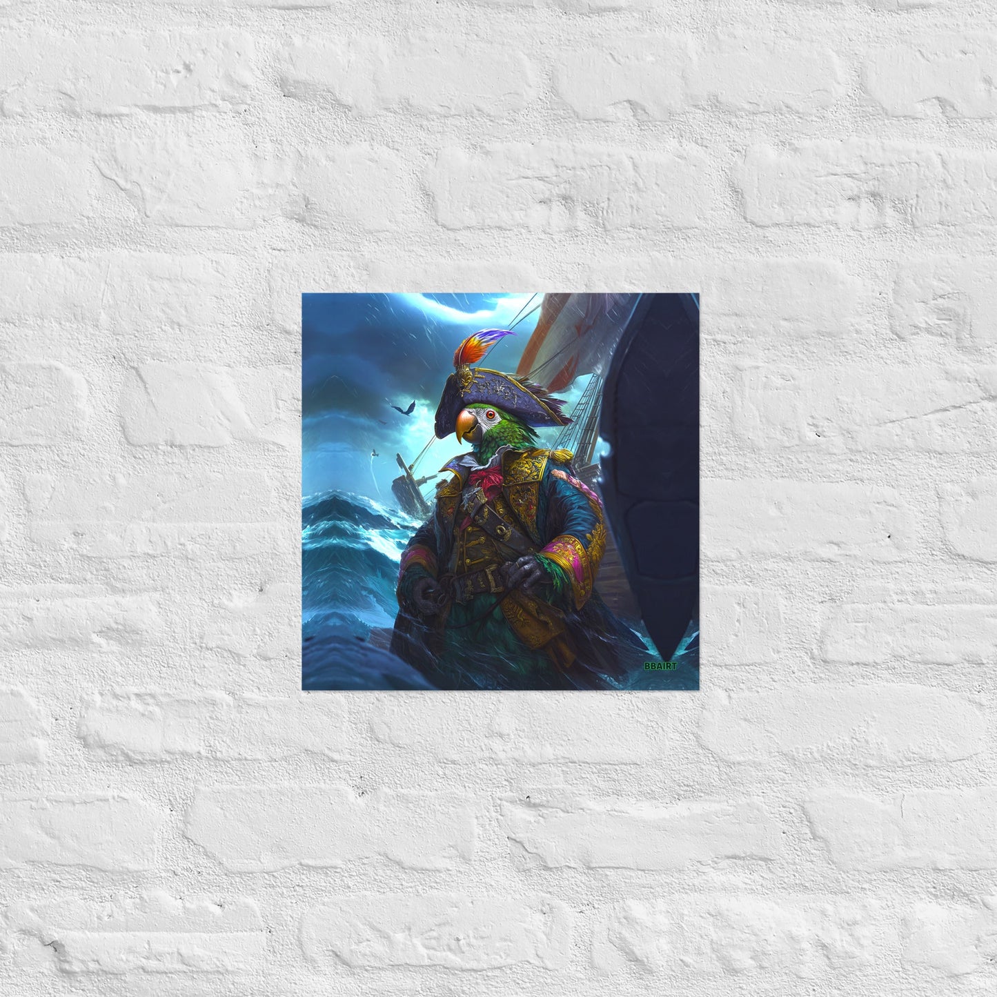 Captain Plume the Pirate Parrot - Photo Paper Poster - BBairt