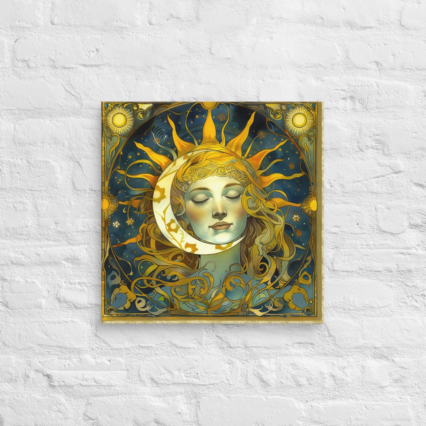 Cosmic Harmony: Sun and Moon Balance - Canvas Print - BBairt