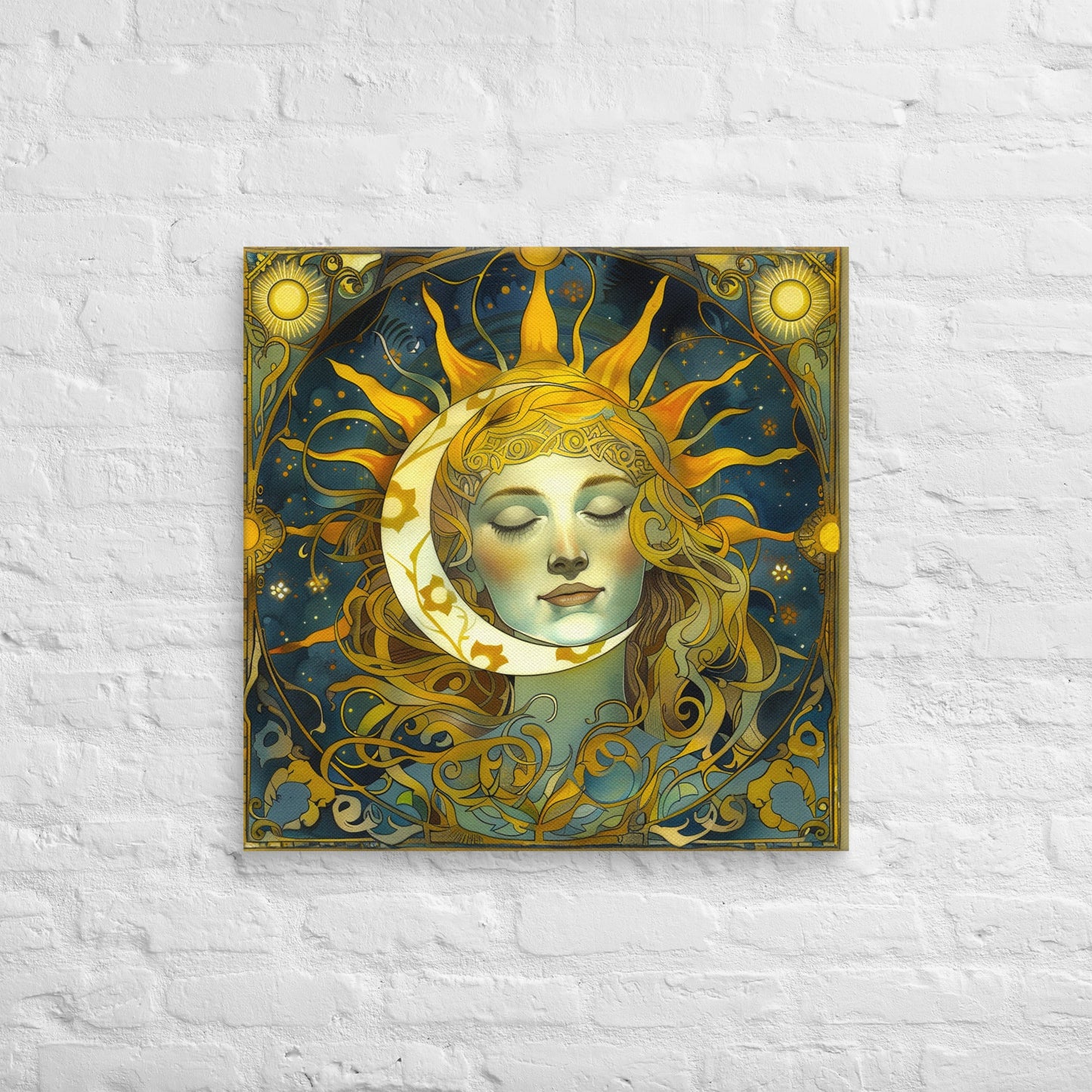 Cosmic Harmony: Sun and Moon Balance - Canvas Print - BBairt