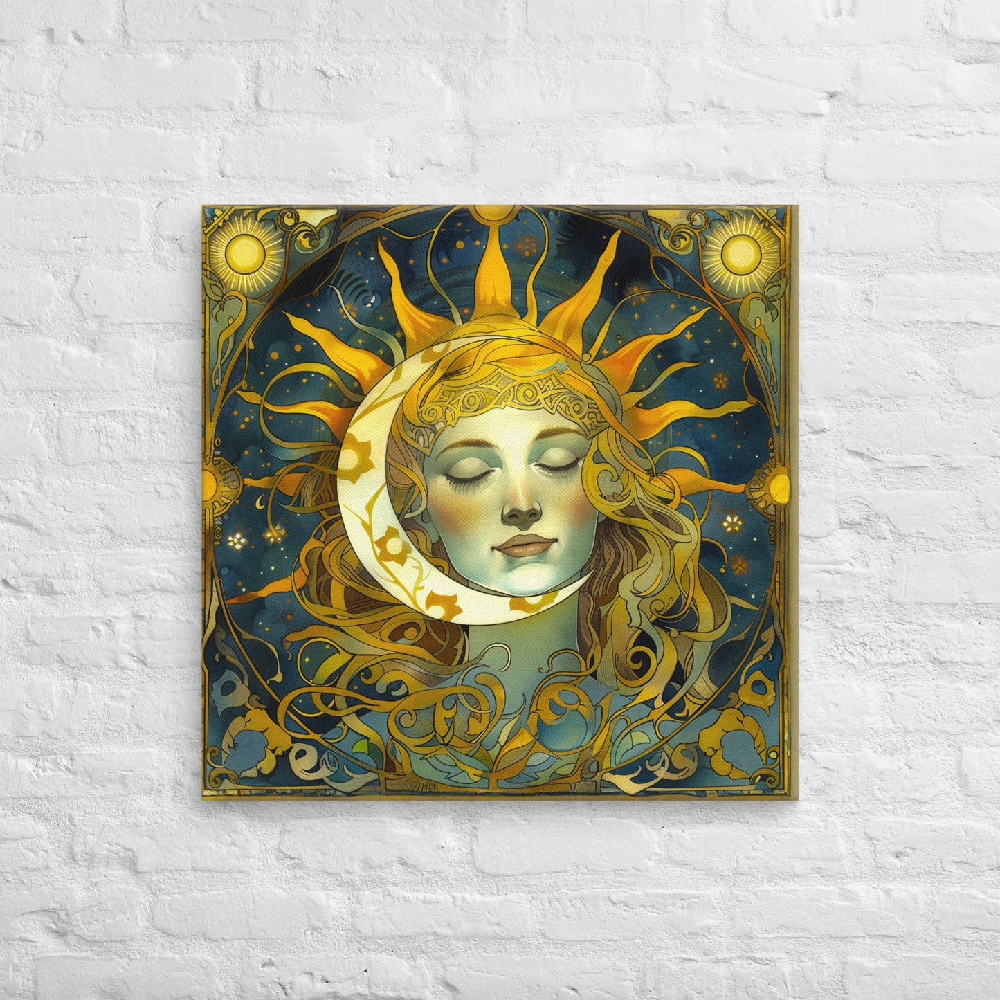 Cosmic Harmony: Sun and Moon Balance - Canvas Print - BBairt